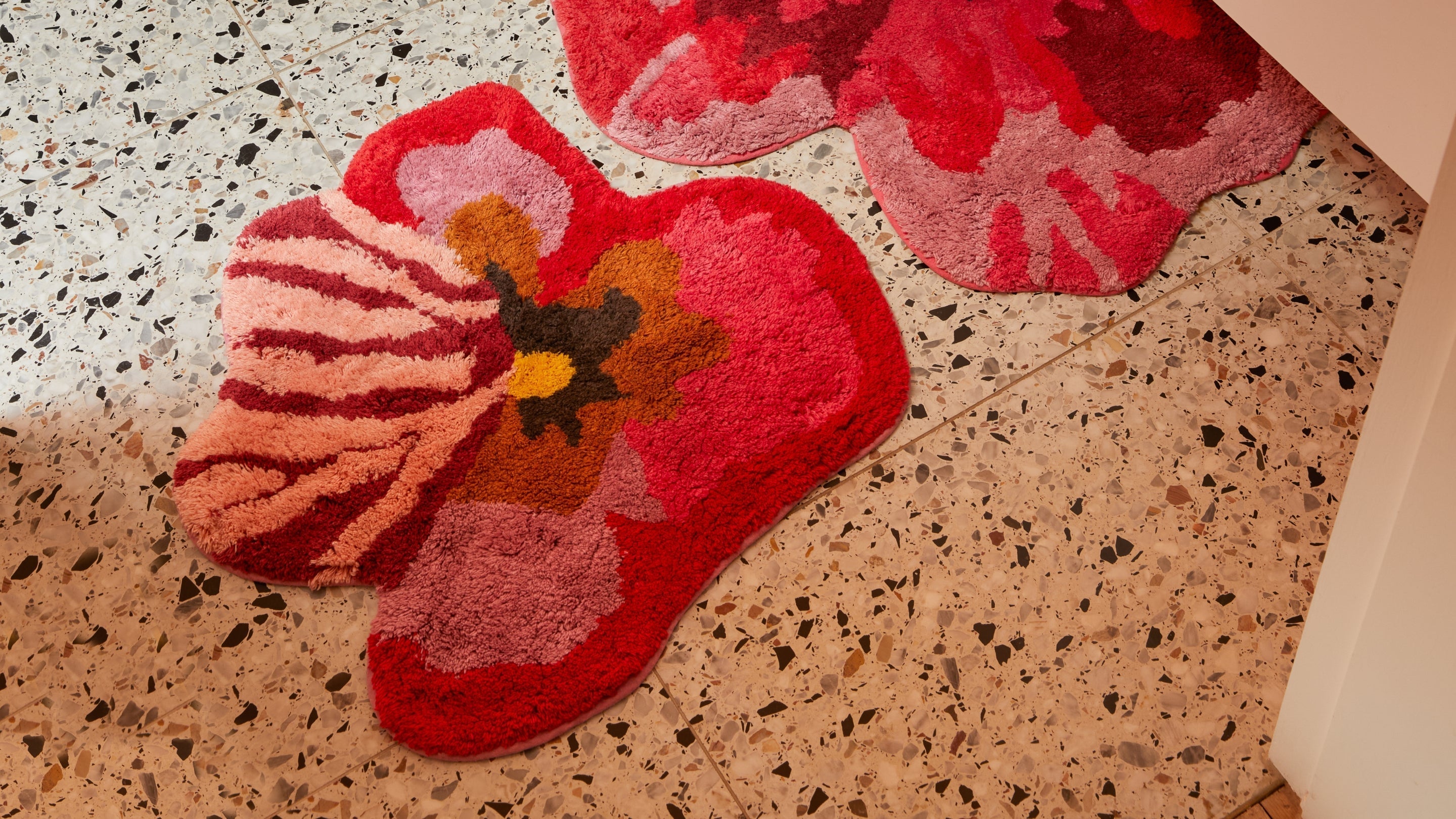 Pansy Edit | Pink Floral Bath Mats