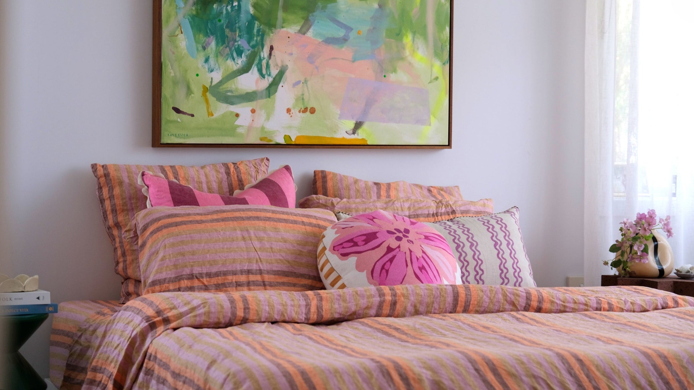 Stripe Orange Bed Linen | Styled By Kate Eliza