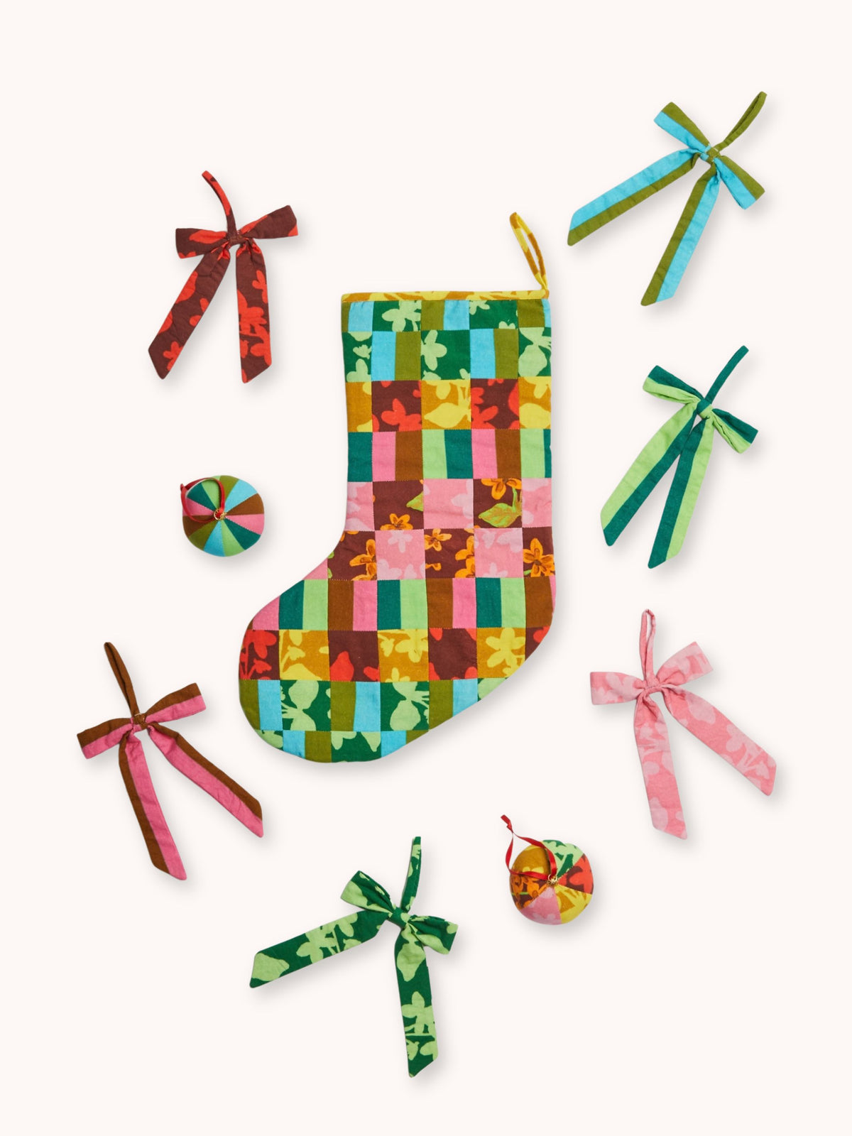 Floral Rust Bow Christmas Decoration Set