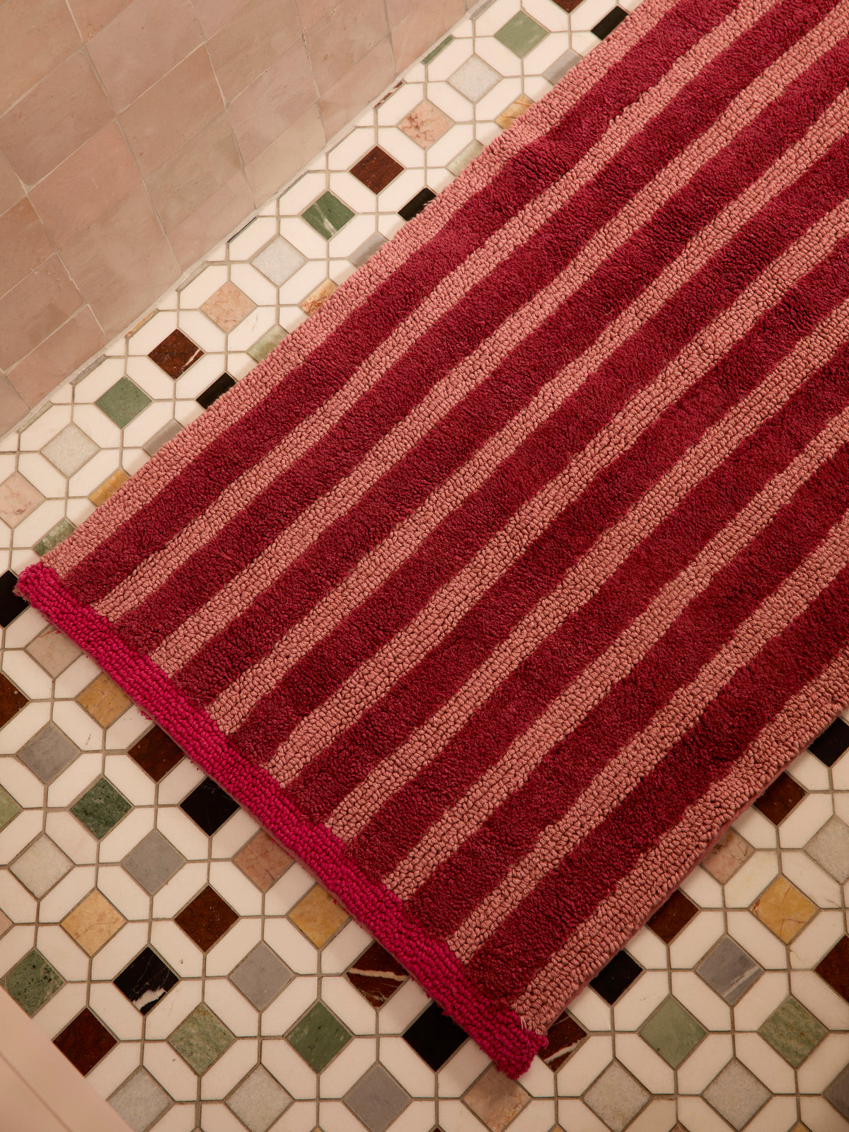 Stripe Burgundy Long Bath Mat