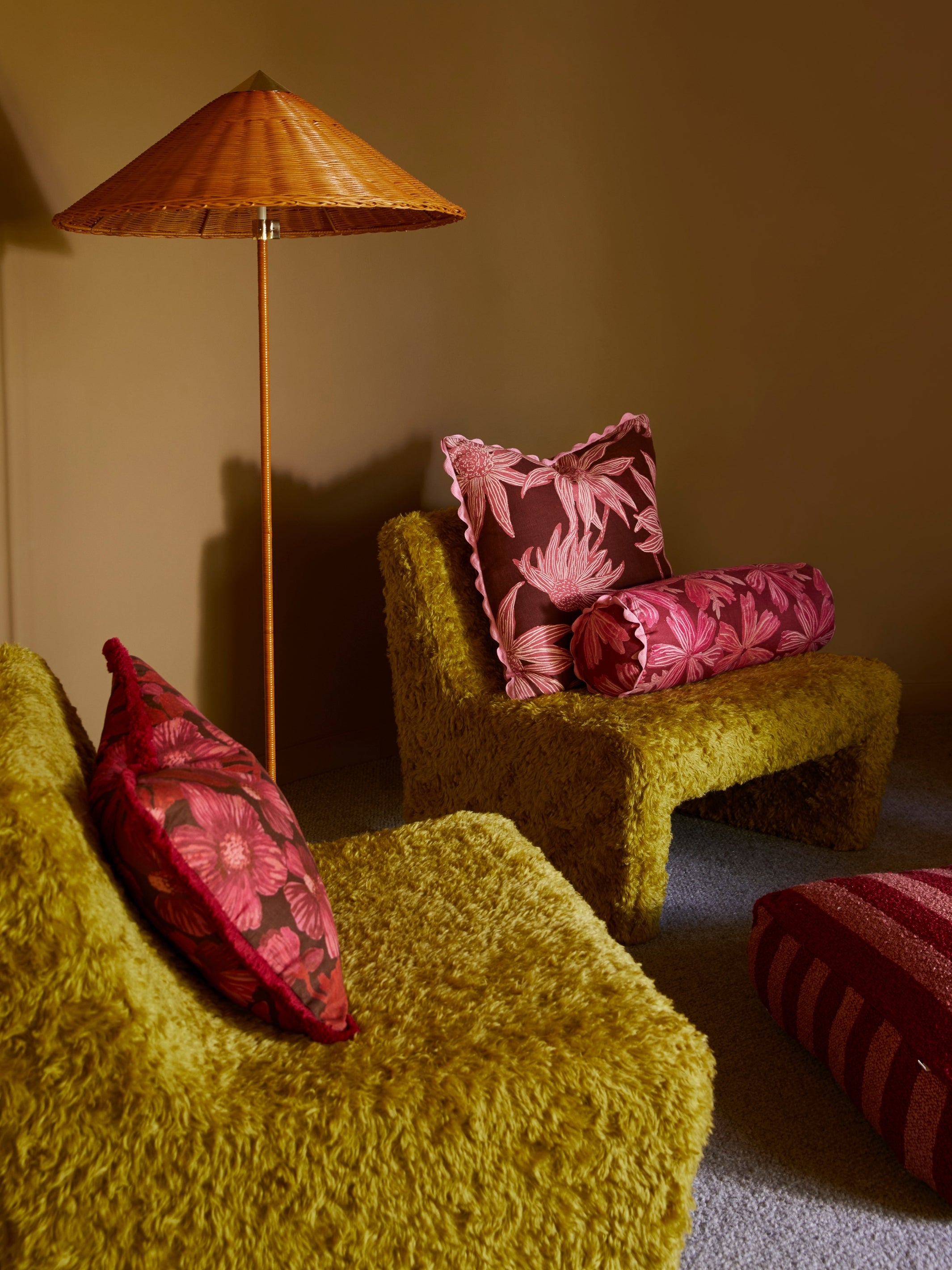 Woodland Dark Cerise Cushion - Almost Perfect