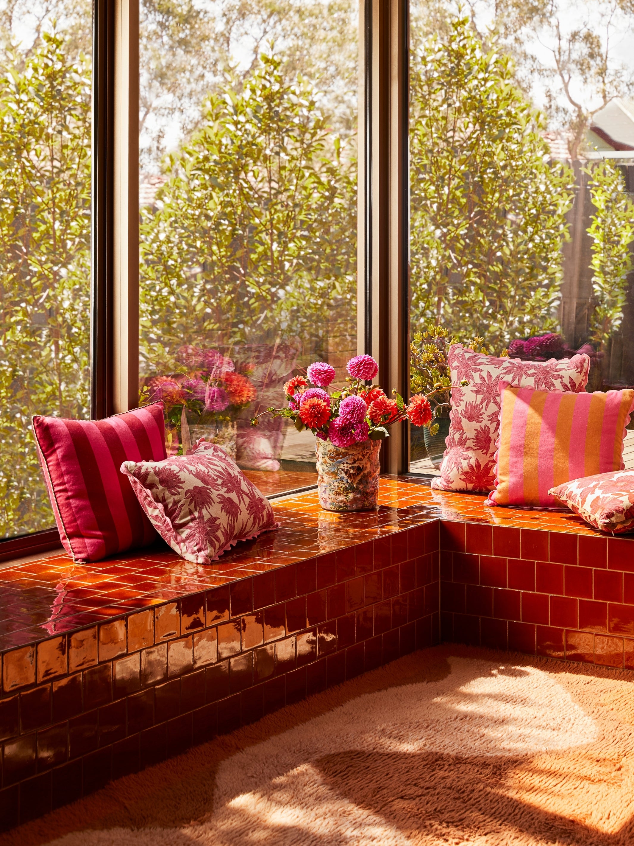 Bold Stripe Raspberry Cushion - Almost Perfect