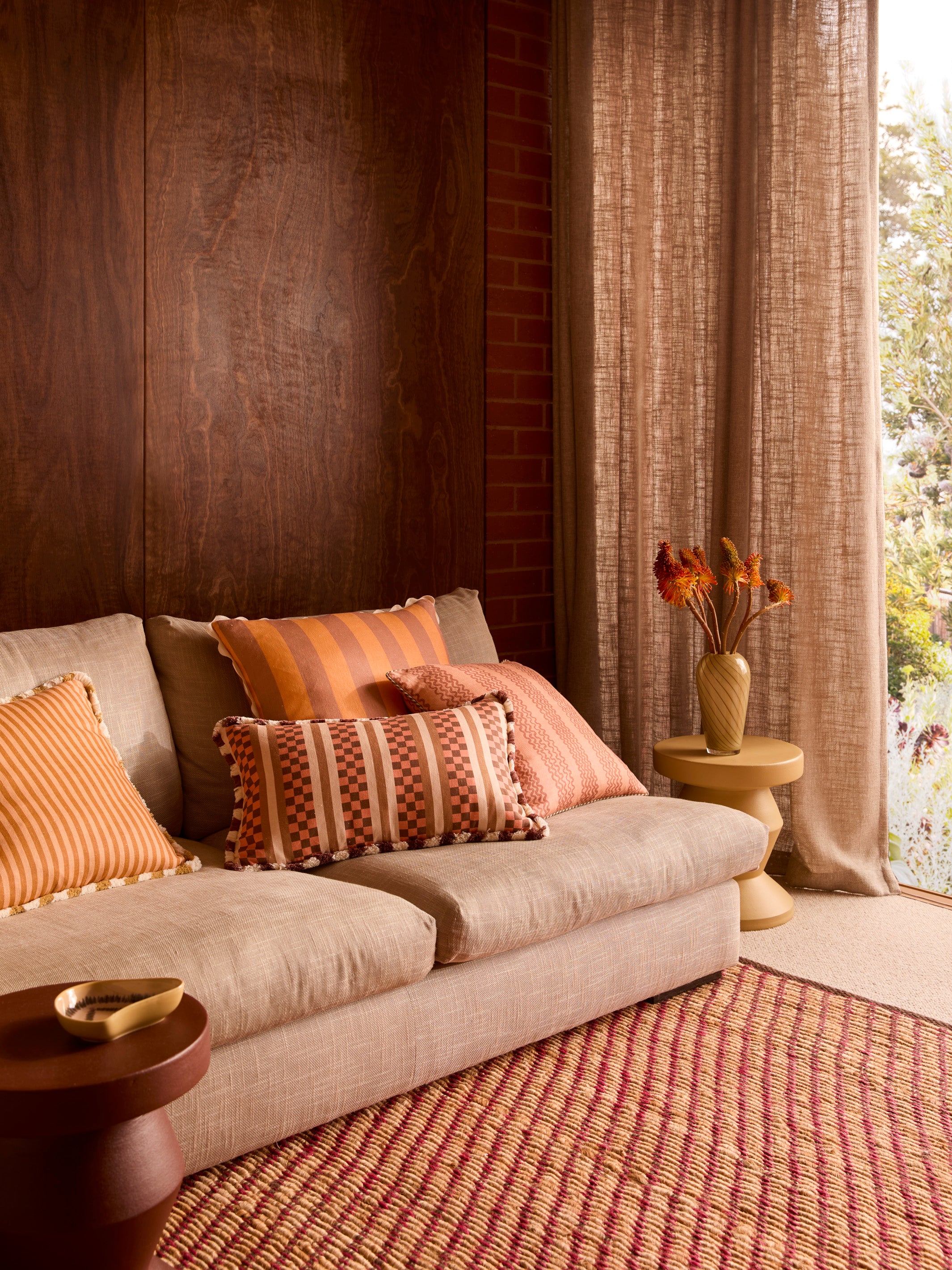 Marco Tile Terracotta Linen Cushion