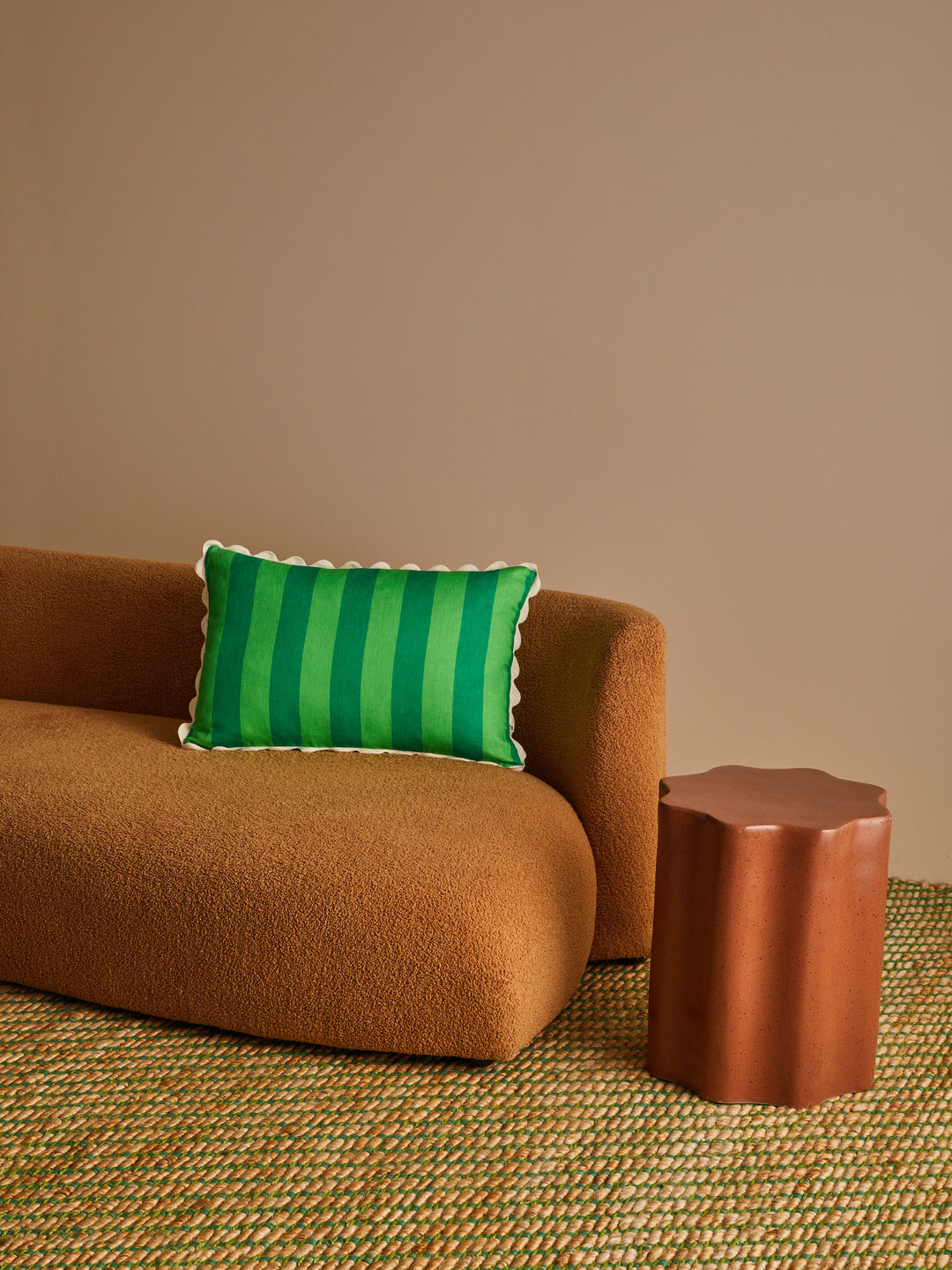 Bold Stripe Green Linen Cushion
