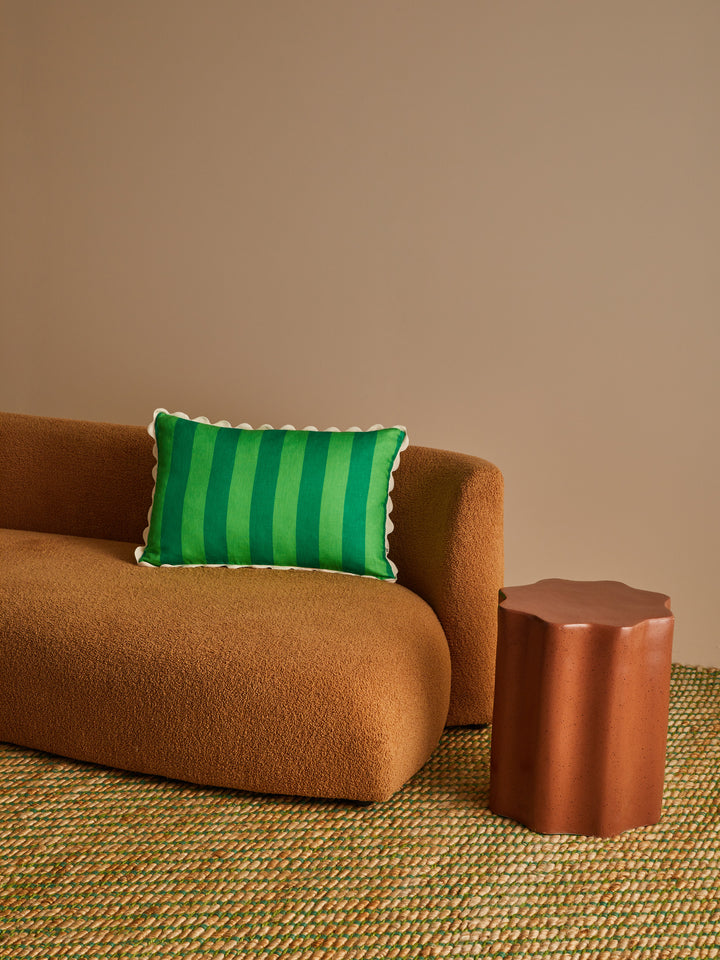 Bold Stripe Green Linen Cushion