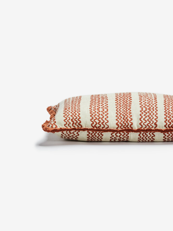 Mini Wave Cocoa Linen Cushion