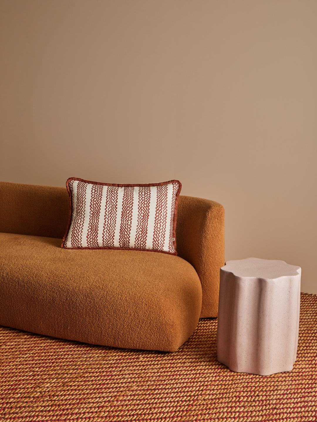 Mini Wave Cocoa Linen Cushion