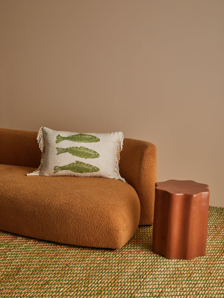 Sardines Khaki Linen Cushion