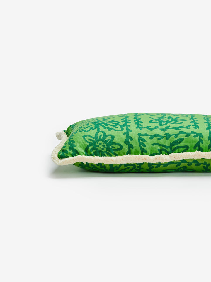 Daisy Verde Linen Cushion