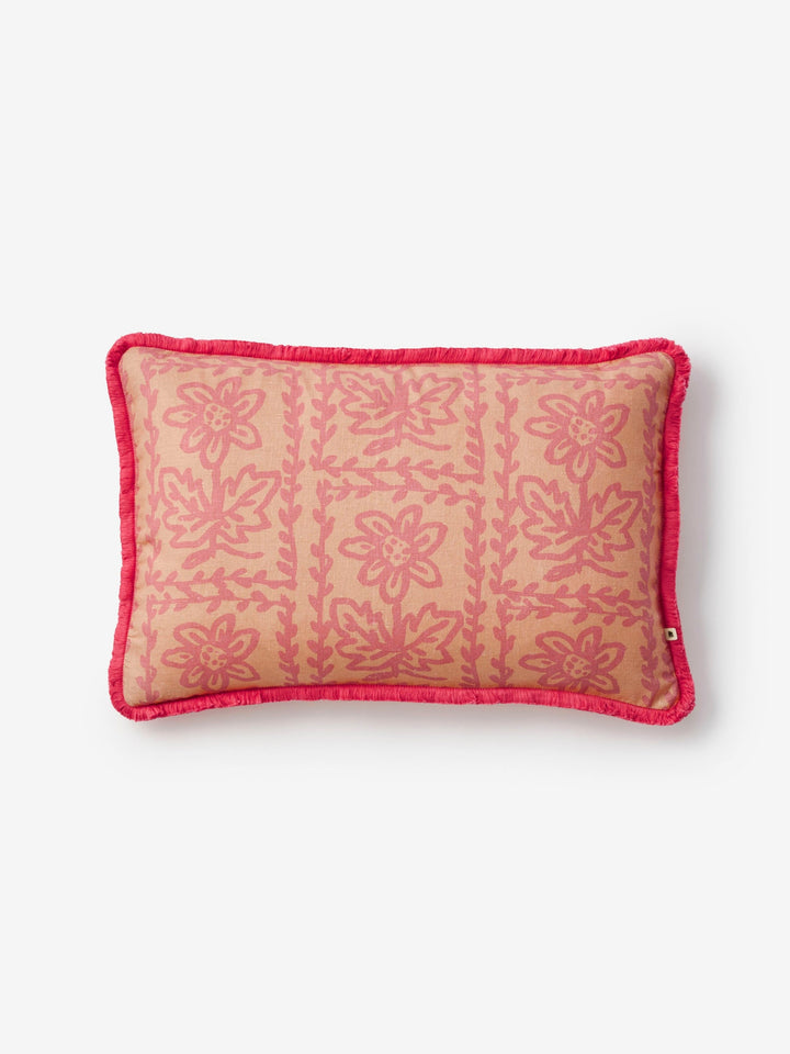 Daisy Peach Linen Cushion