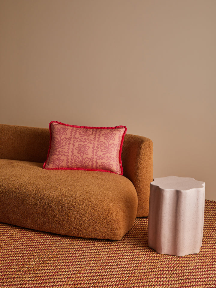 Daisy Peach Linen Cushion