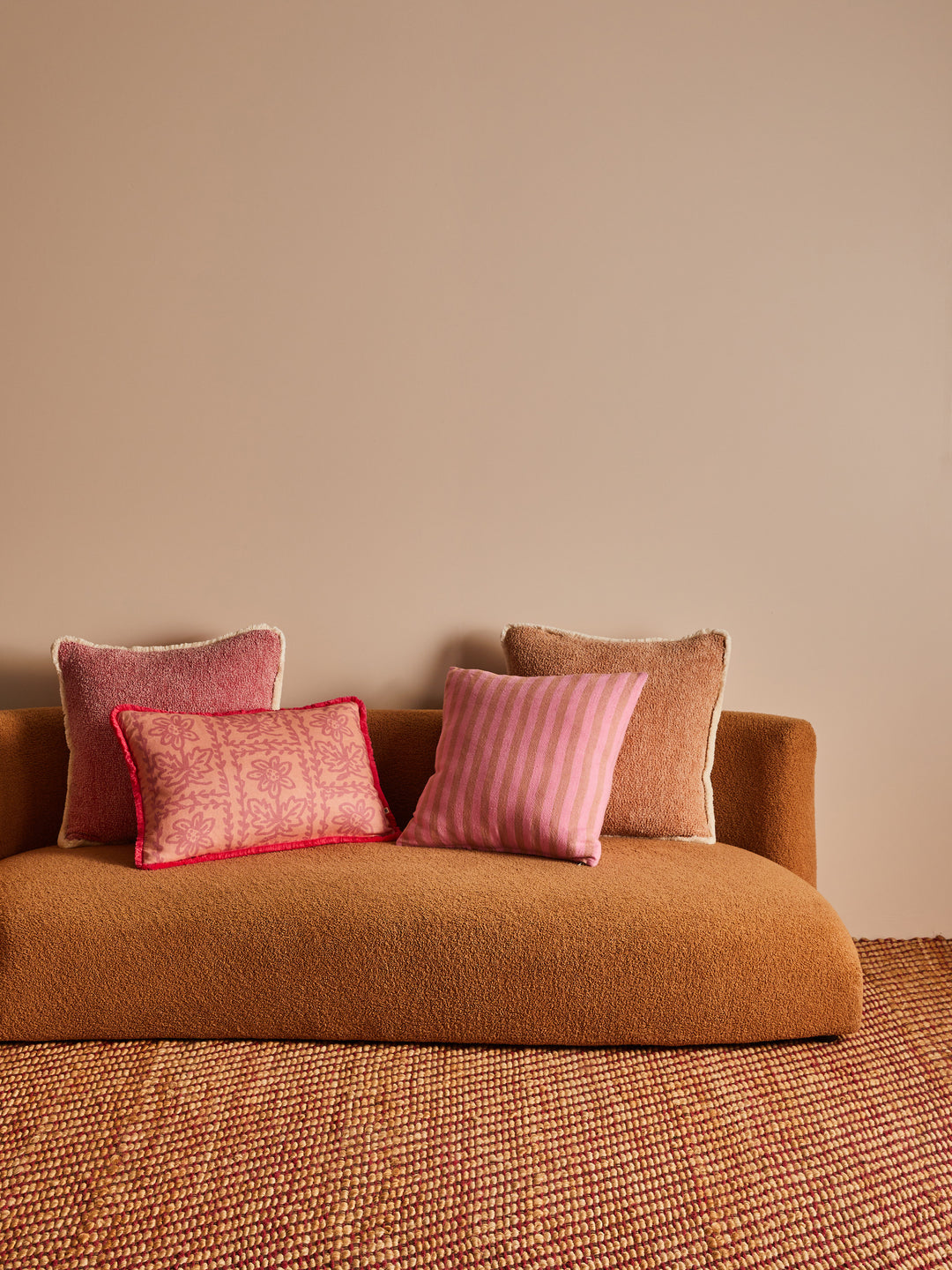 Daisy Peach Linen Cushion