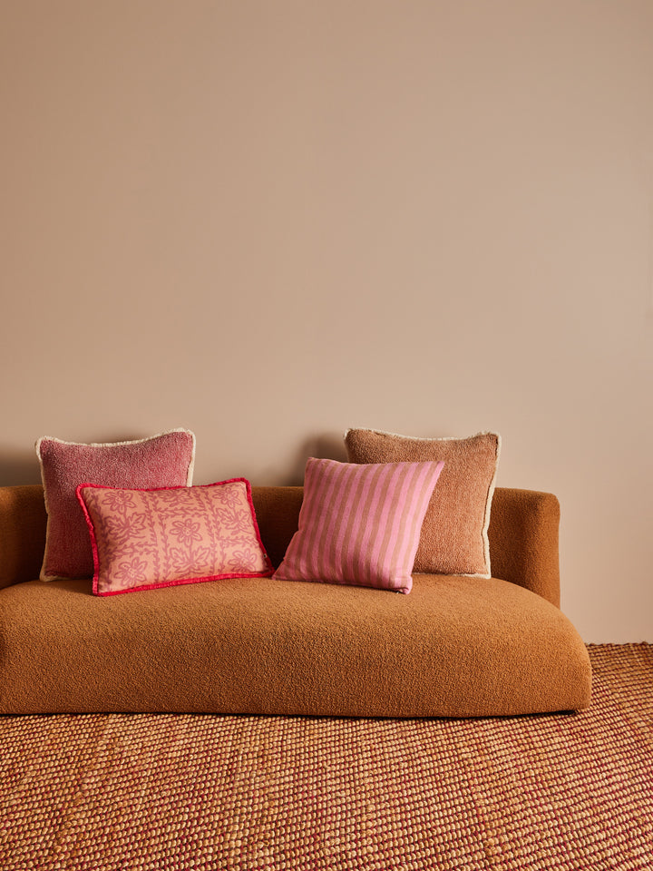 Daisy Peach Linen Cushion