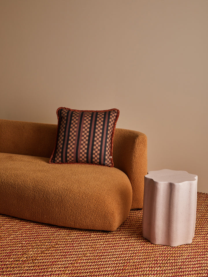 Marco Tile Chocolate Linen Cushion