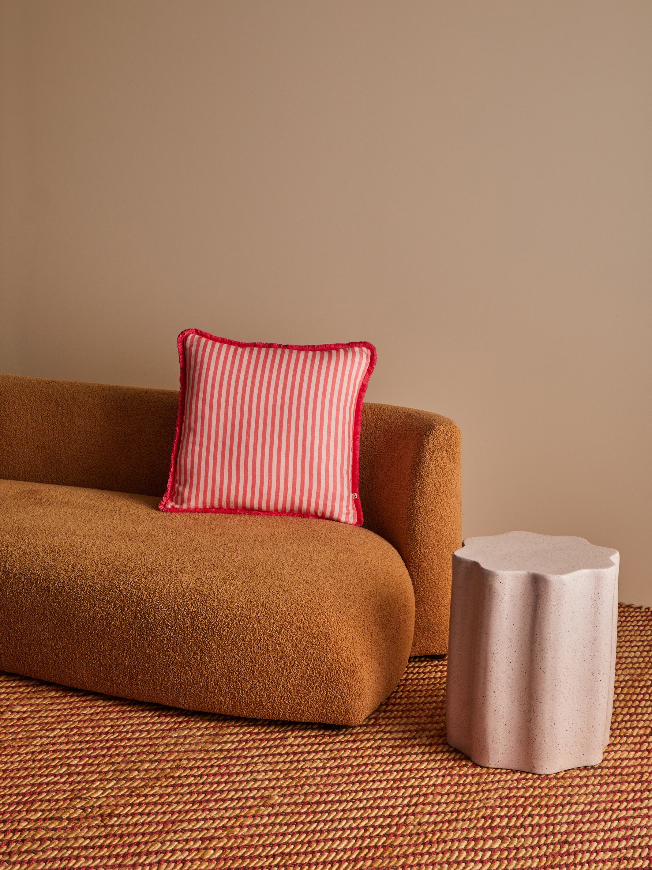 Pinstripe Rose Linen Cushion - Almost Perfect