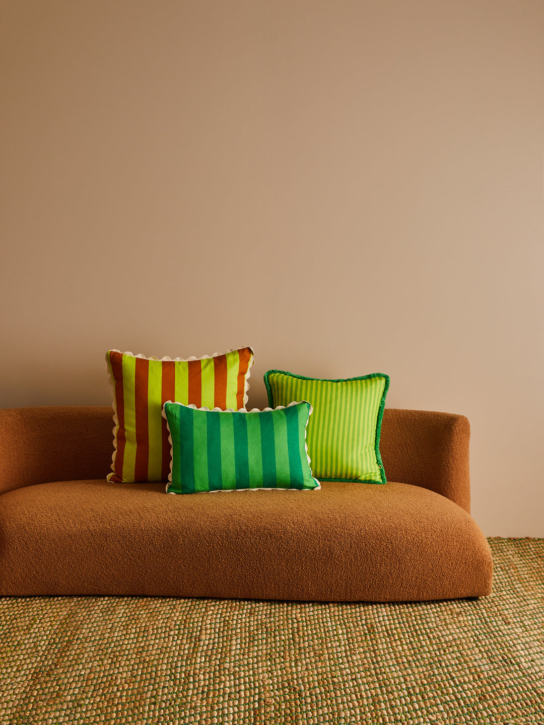 Pinstripe Lime Linen Cushion