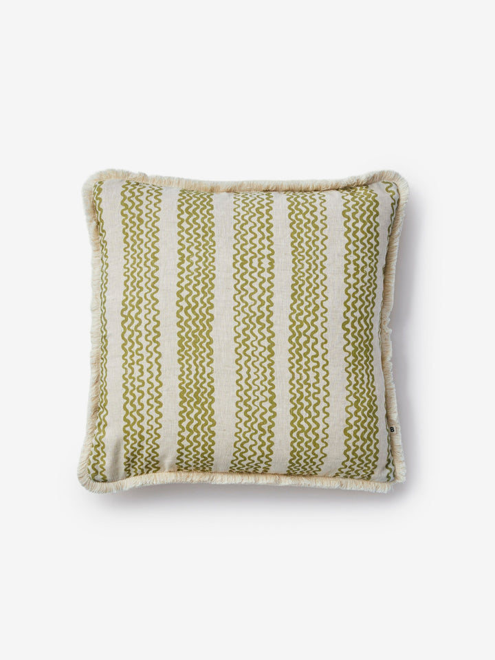 Mini Wave Olive Linen Cushion