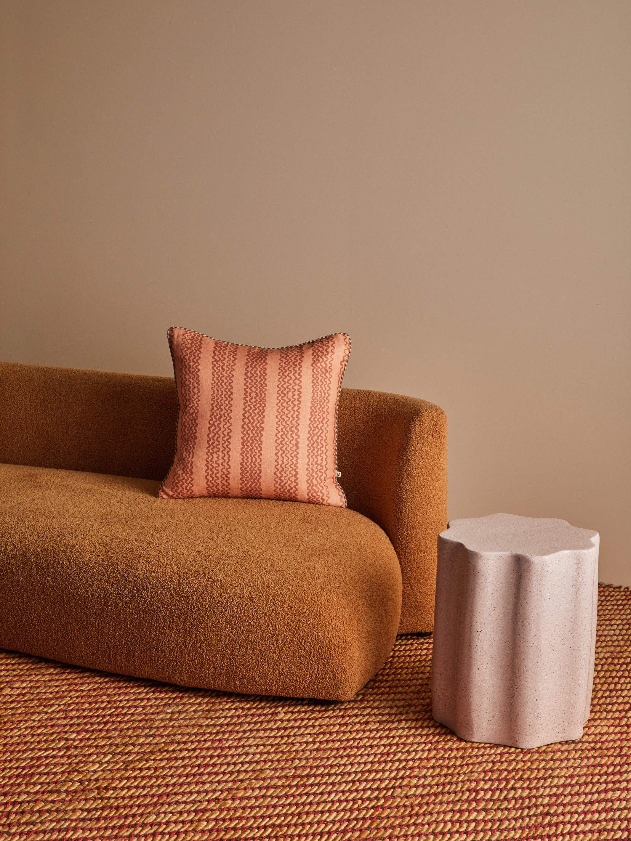 Mini Wave Terracotta Linen Cushion