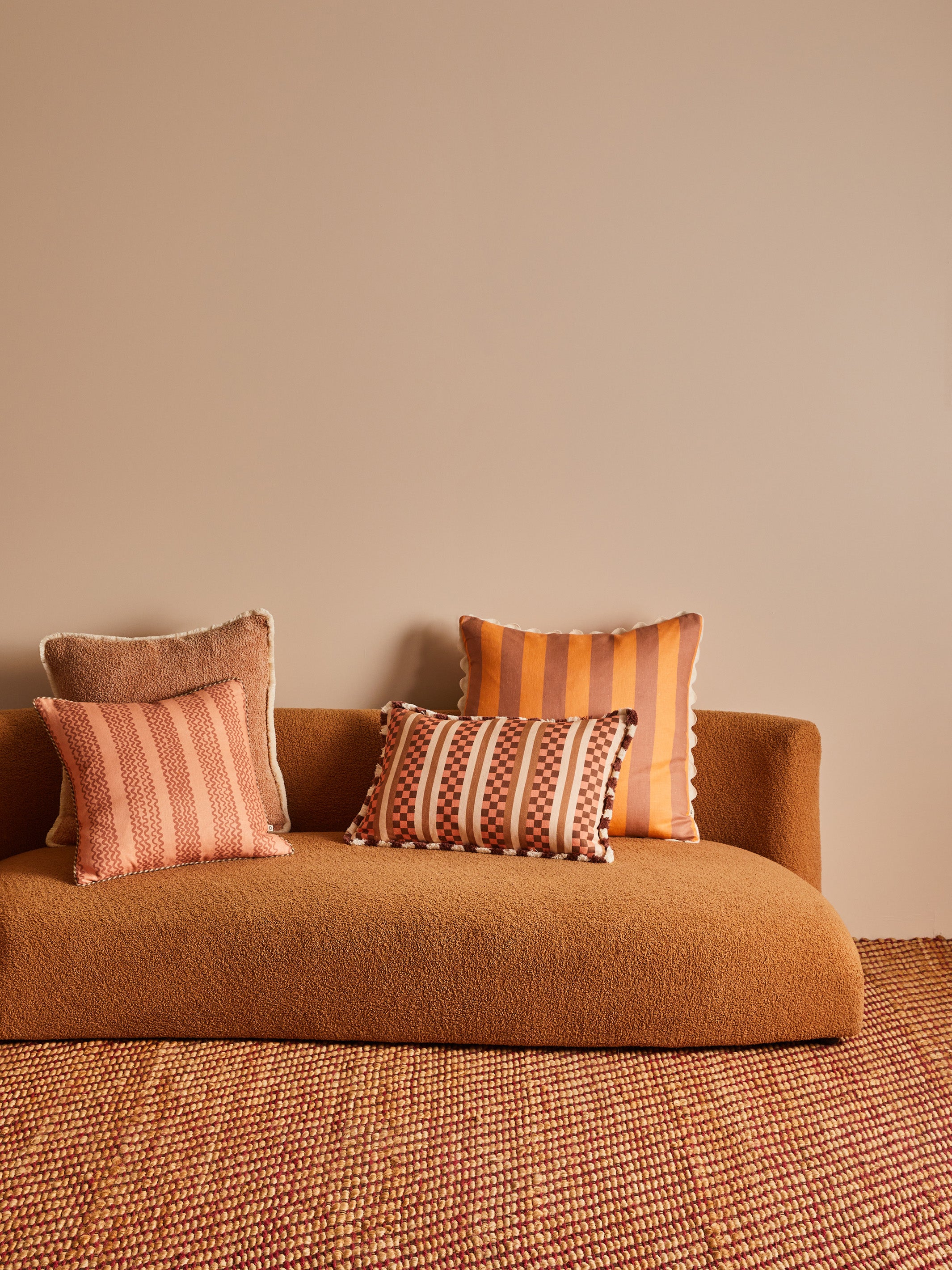 Mini Wave Terracotta Linen Cushion
