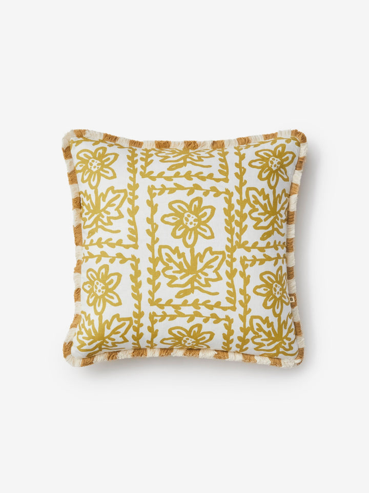 Daisy Yellow Linen Cushion
