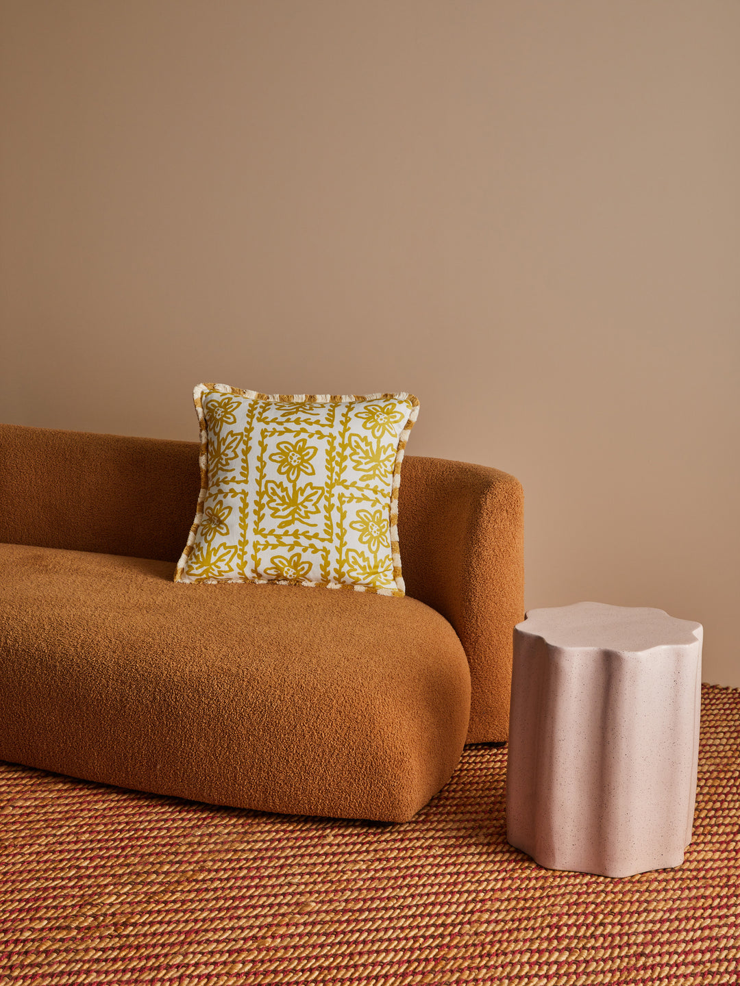 Daisy Yellow Linen Cushion