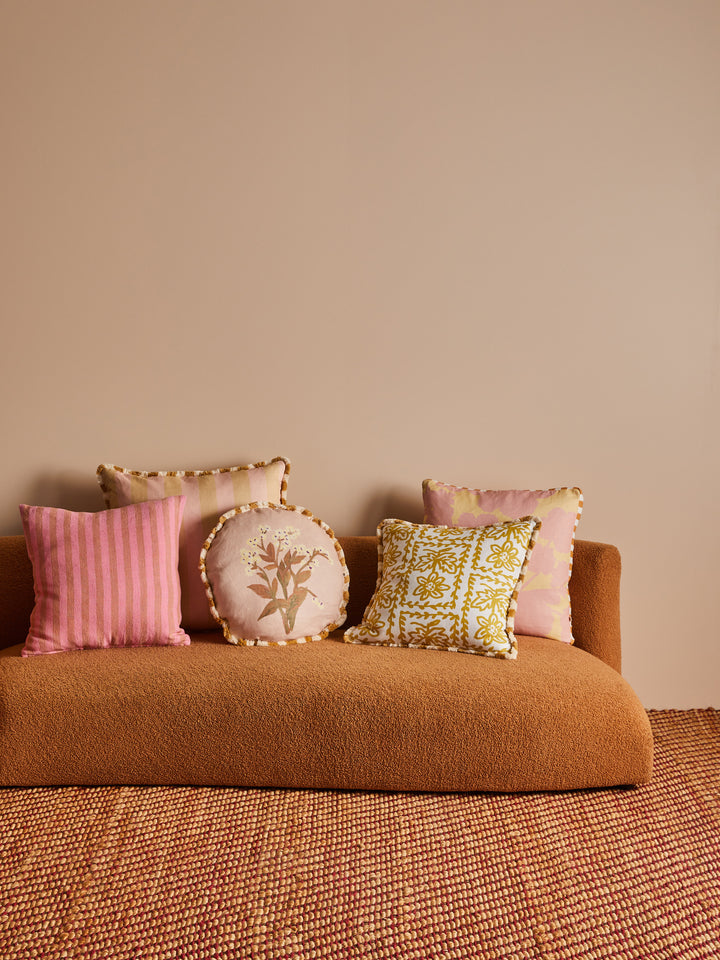 Daisy Yellow Linen Cushion