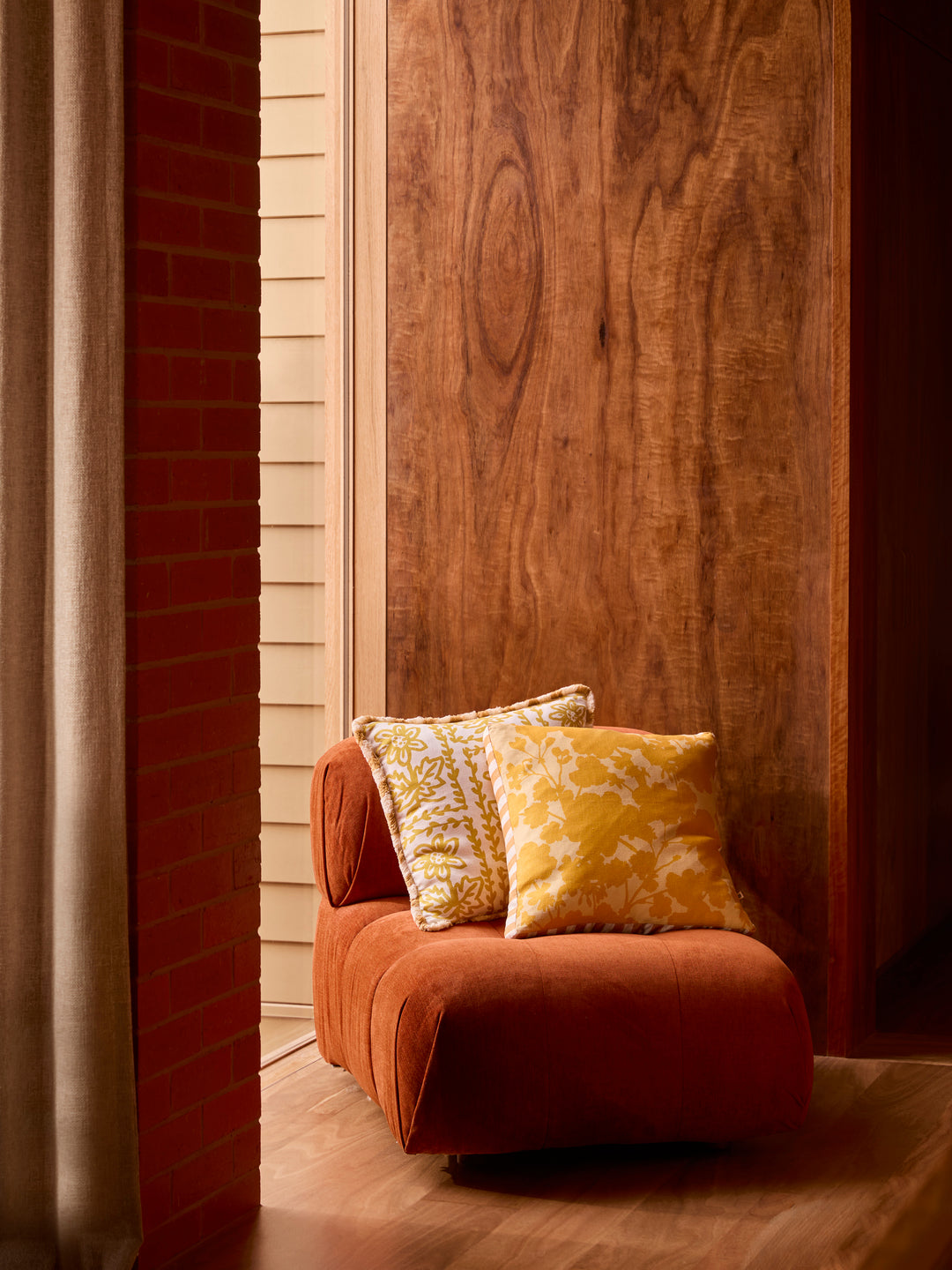 Daisy Yellow Linen Cushion