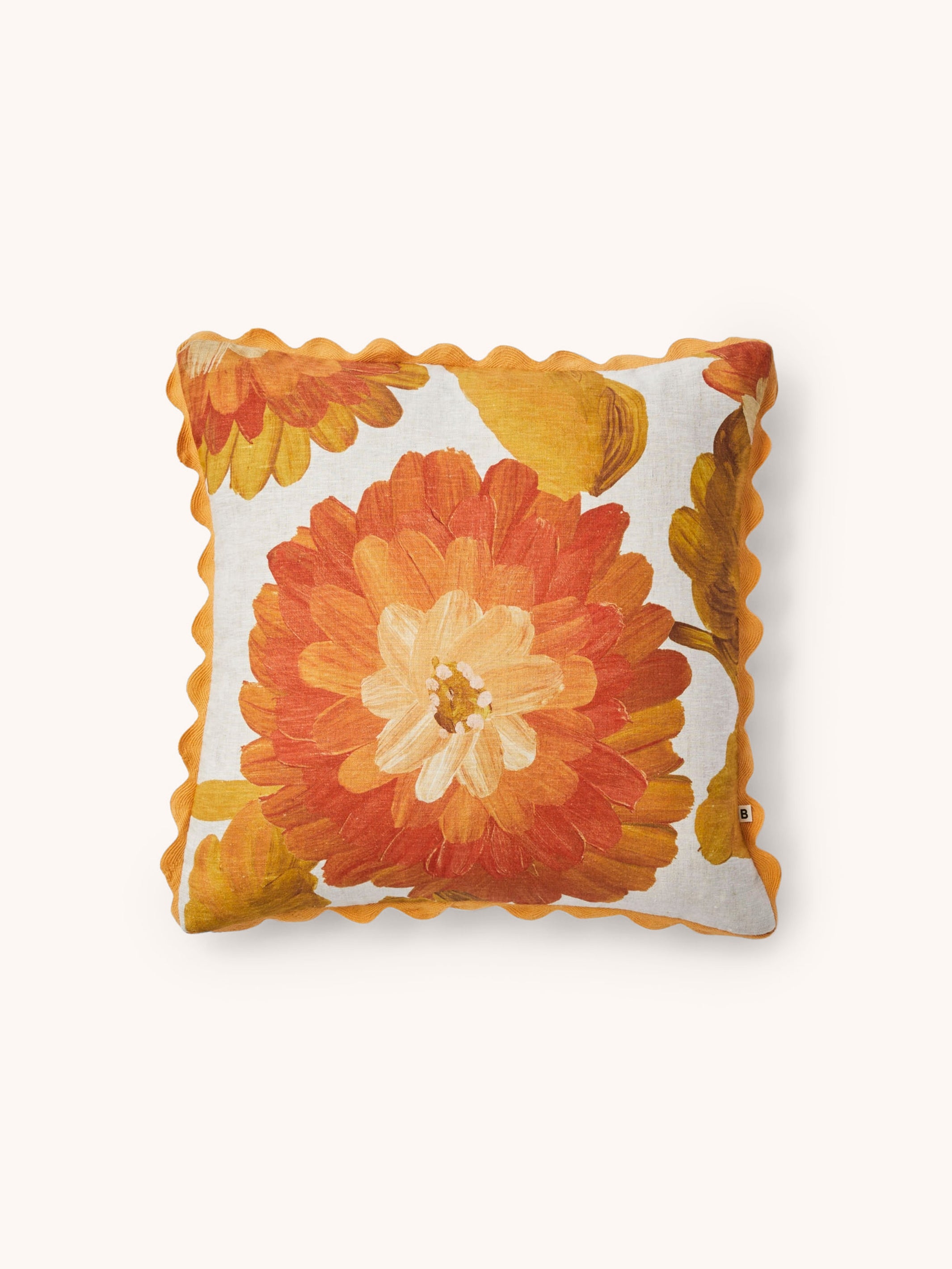 Dahlia Orange Linen Cushion