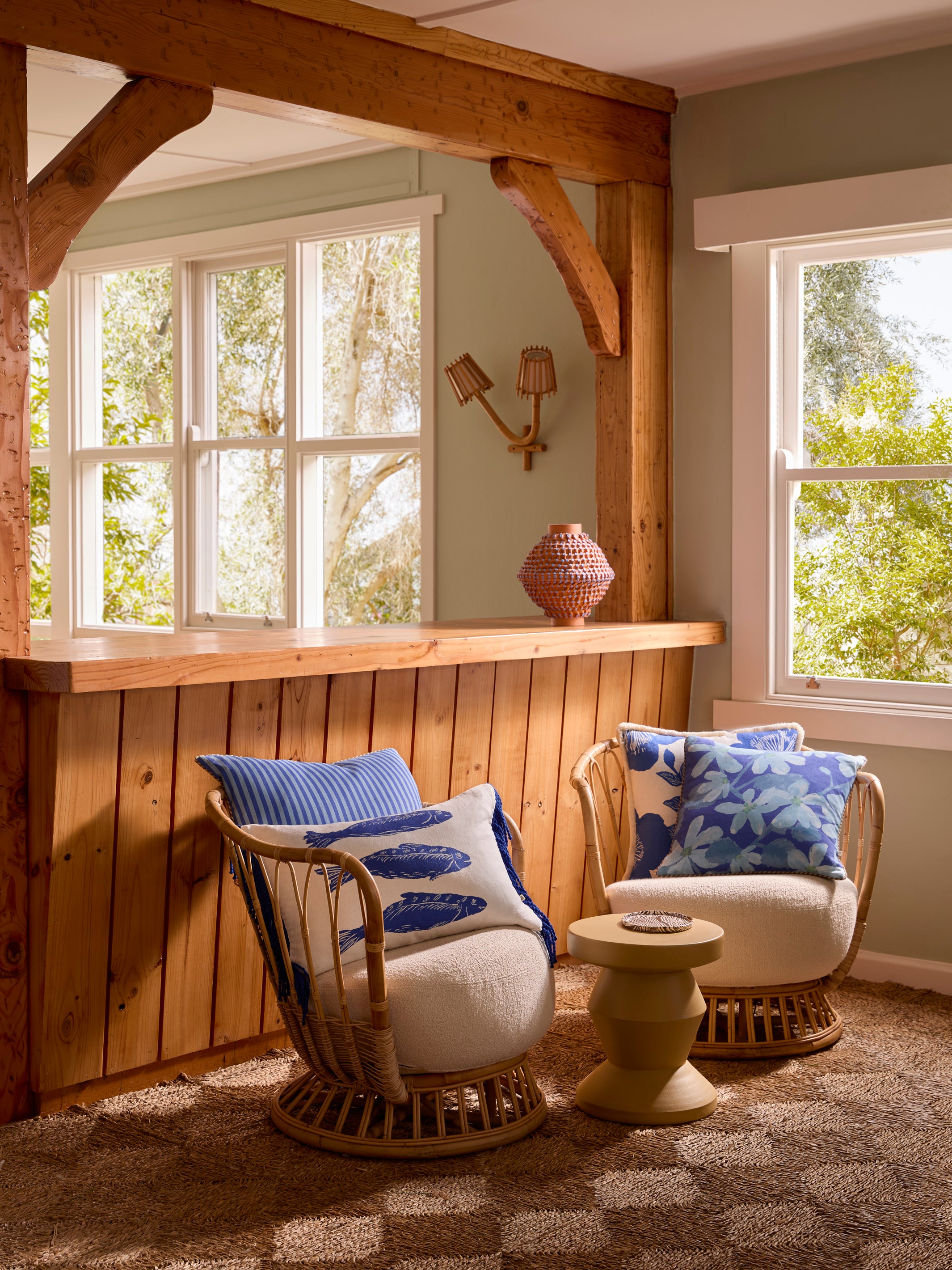 Jardin Blue Linen Cushion