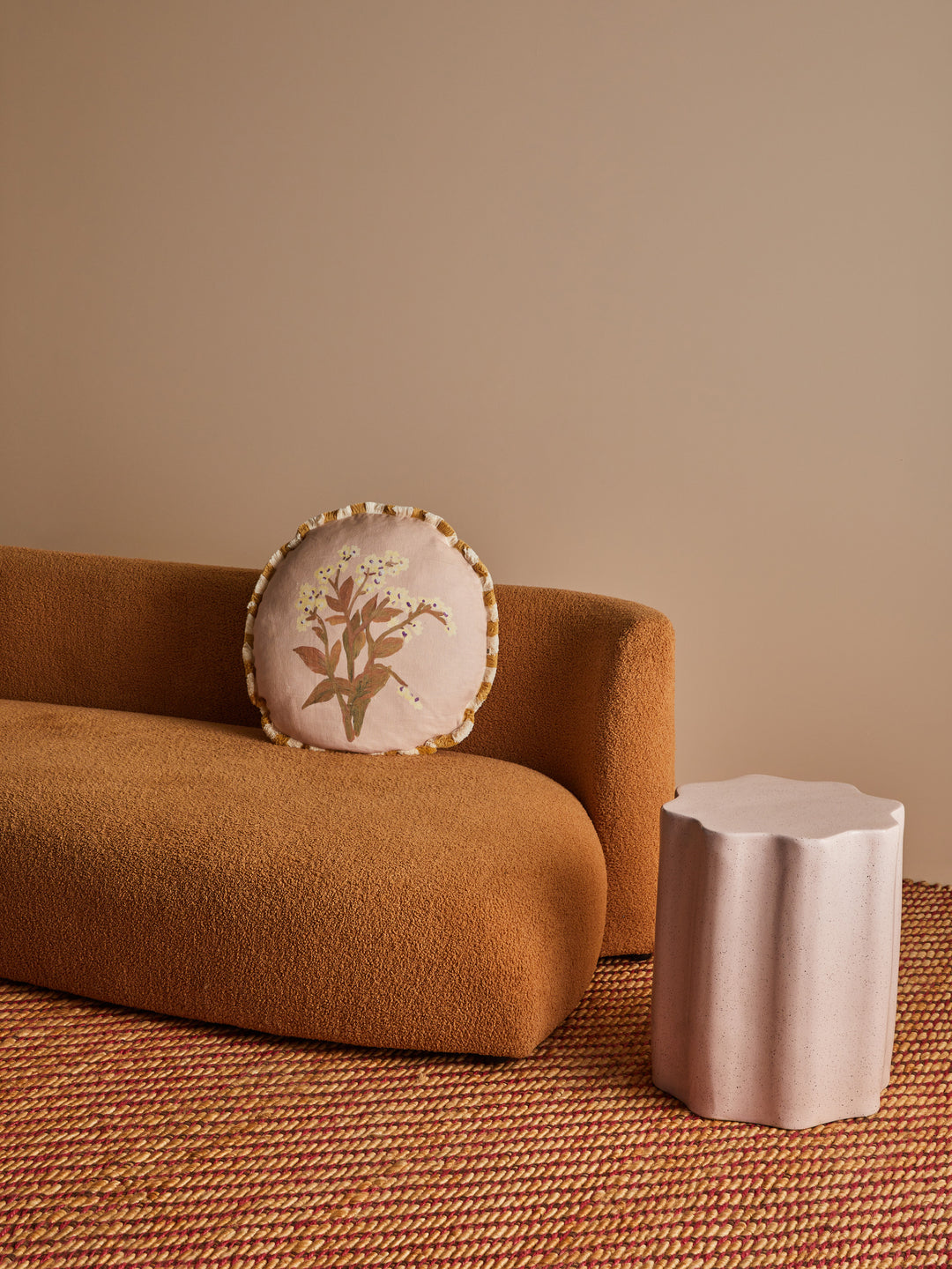 Forget Me Not Caramel Linen Cushion