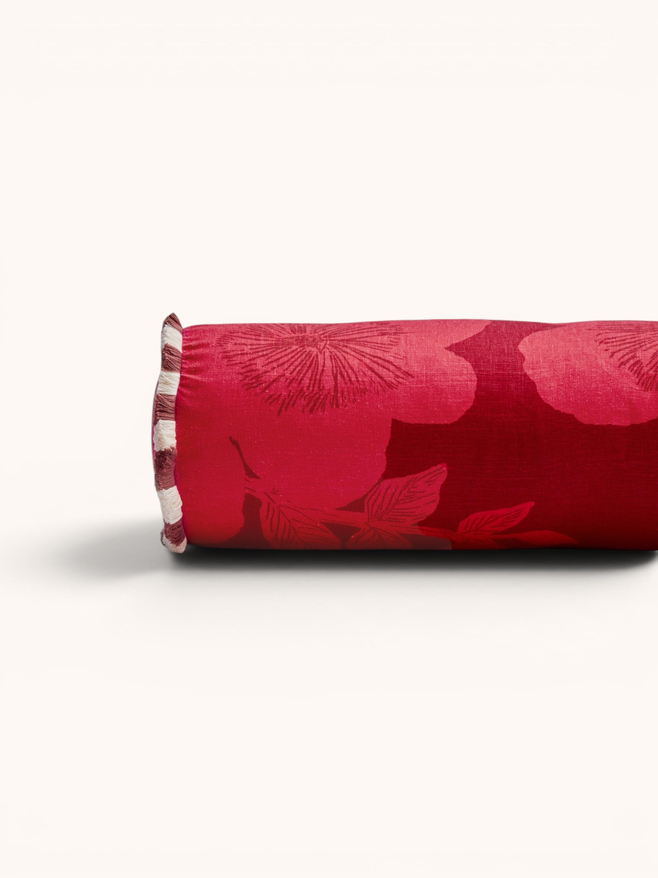 Jardin Cerise Linen Bolster Cushion - Almost Perfect