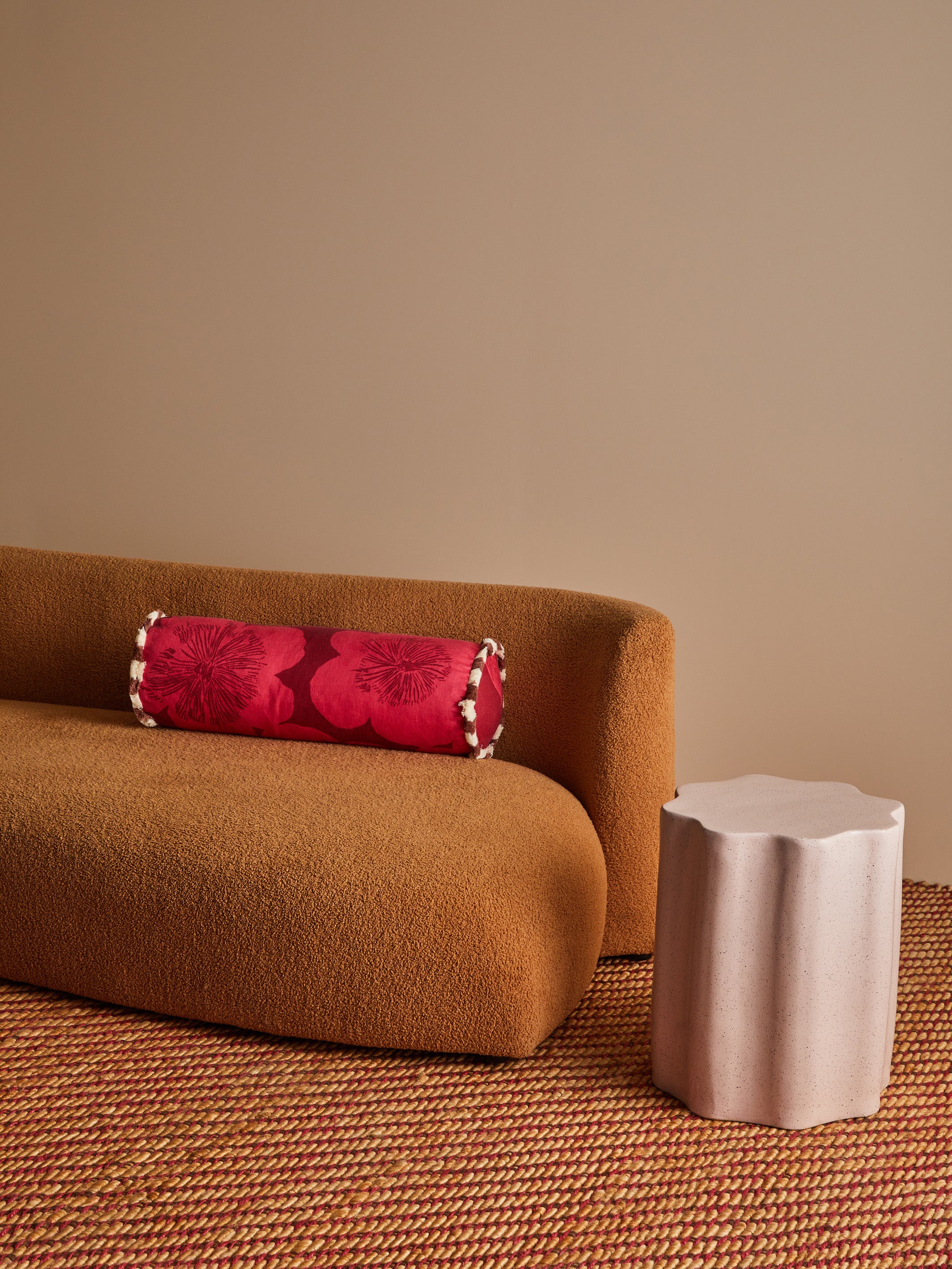 Jardin Cerise Linen Bolster Cushion - Almost Perfect