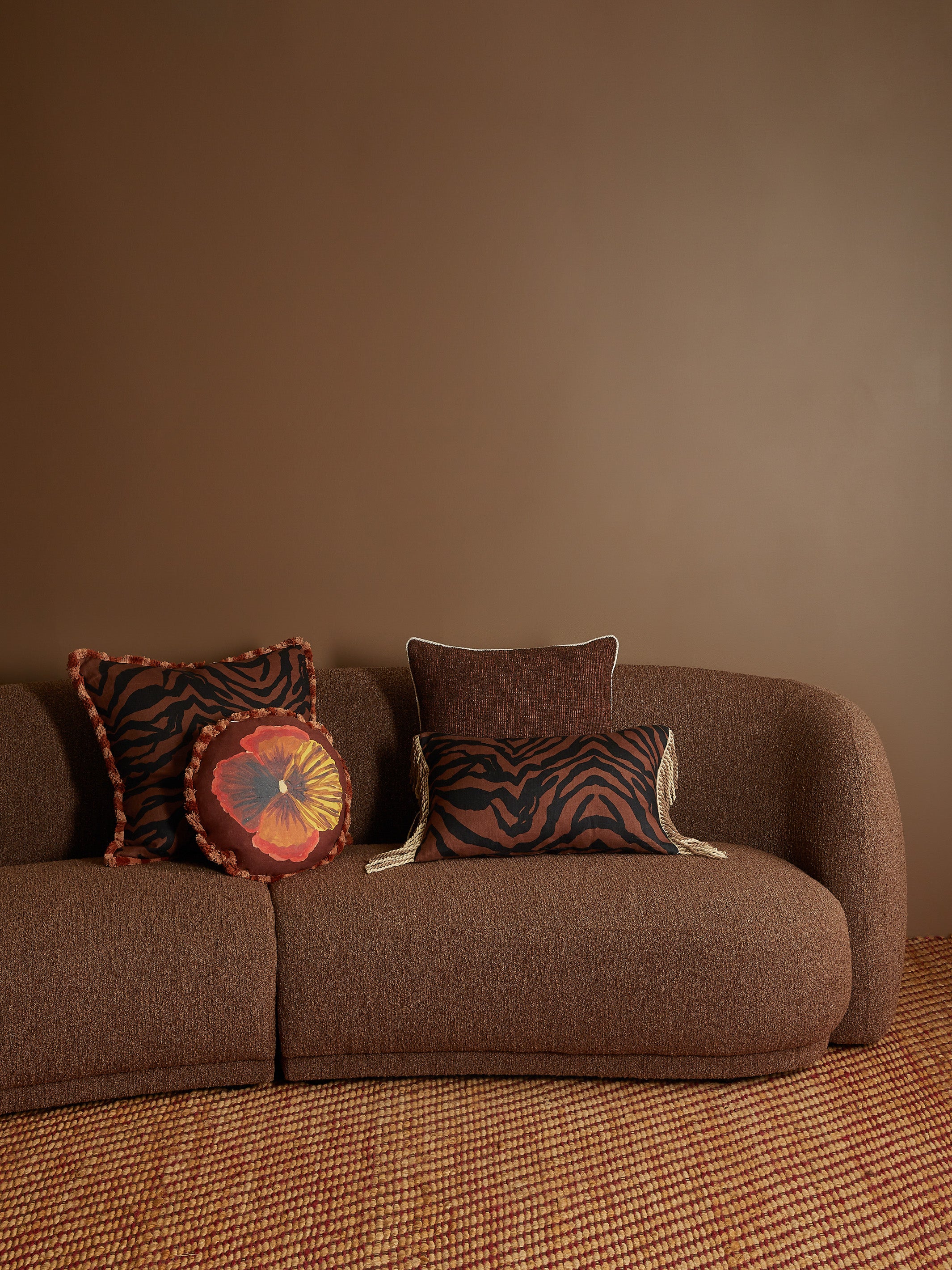 Zebra Chocolate Linen Cushion