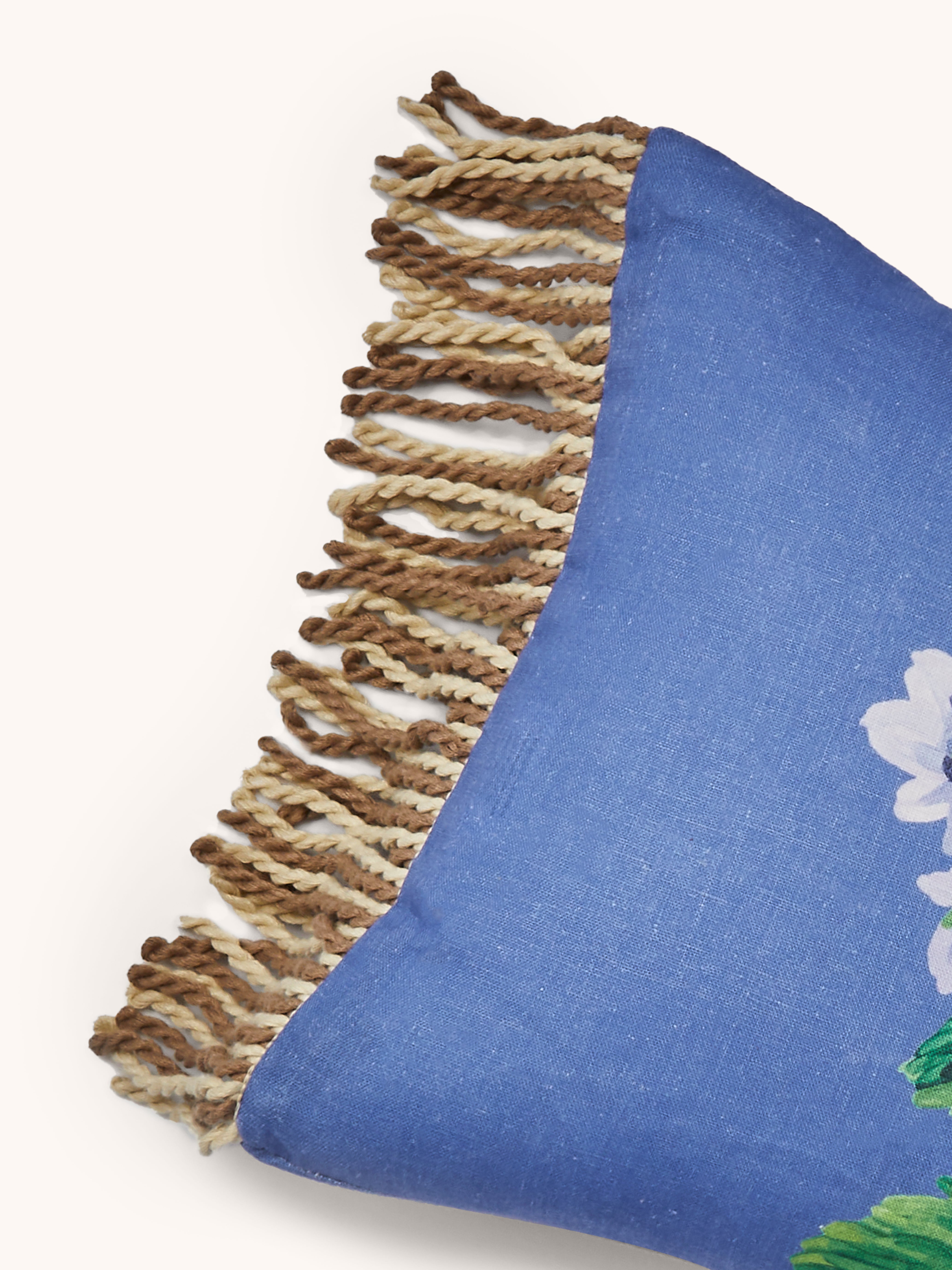 Cottage Garden Blue Linen Cushion