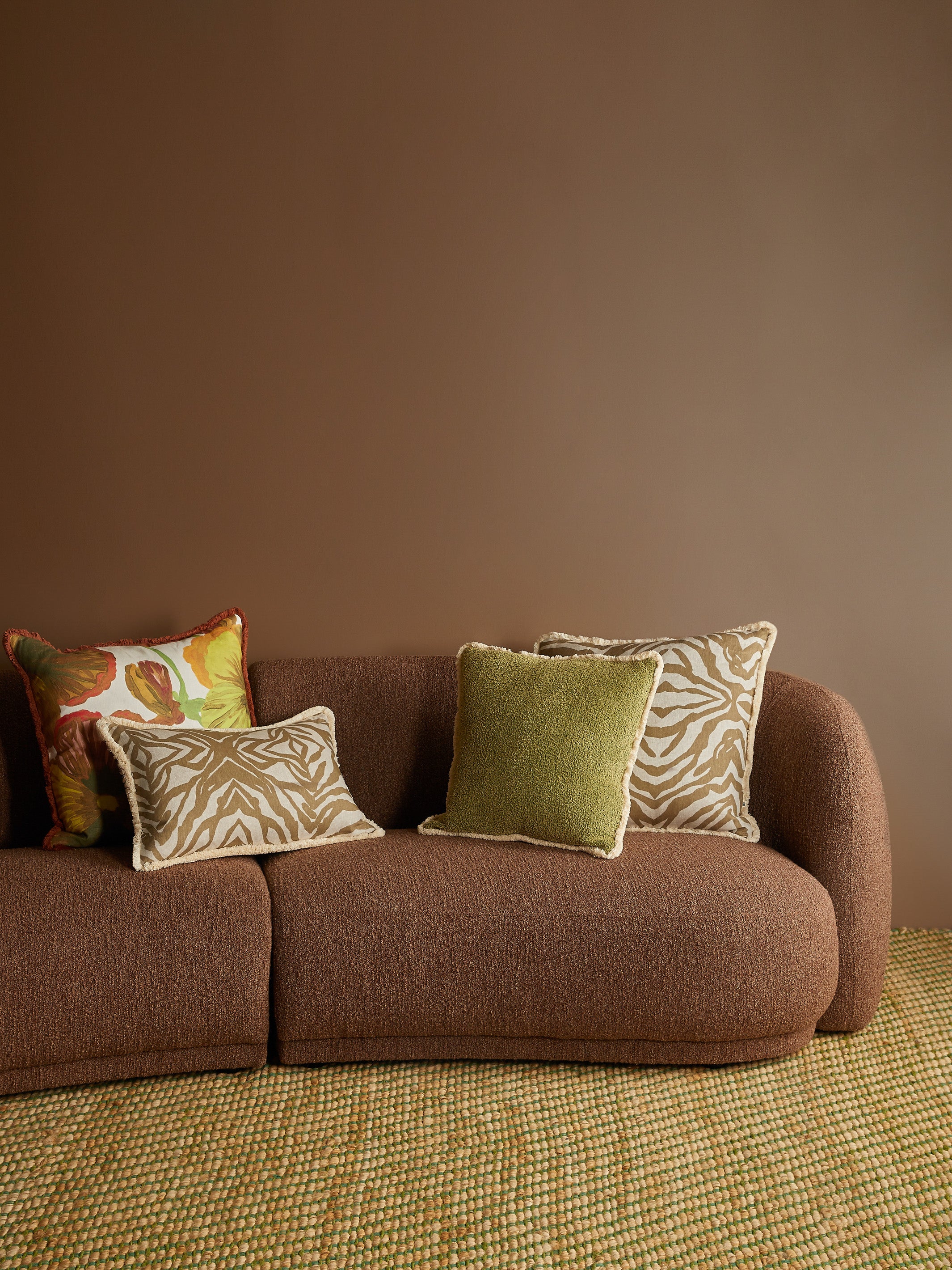Zebra Olive Linen Cushion