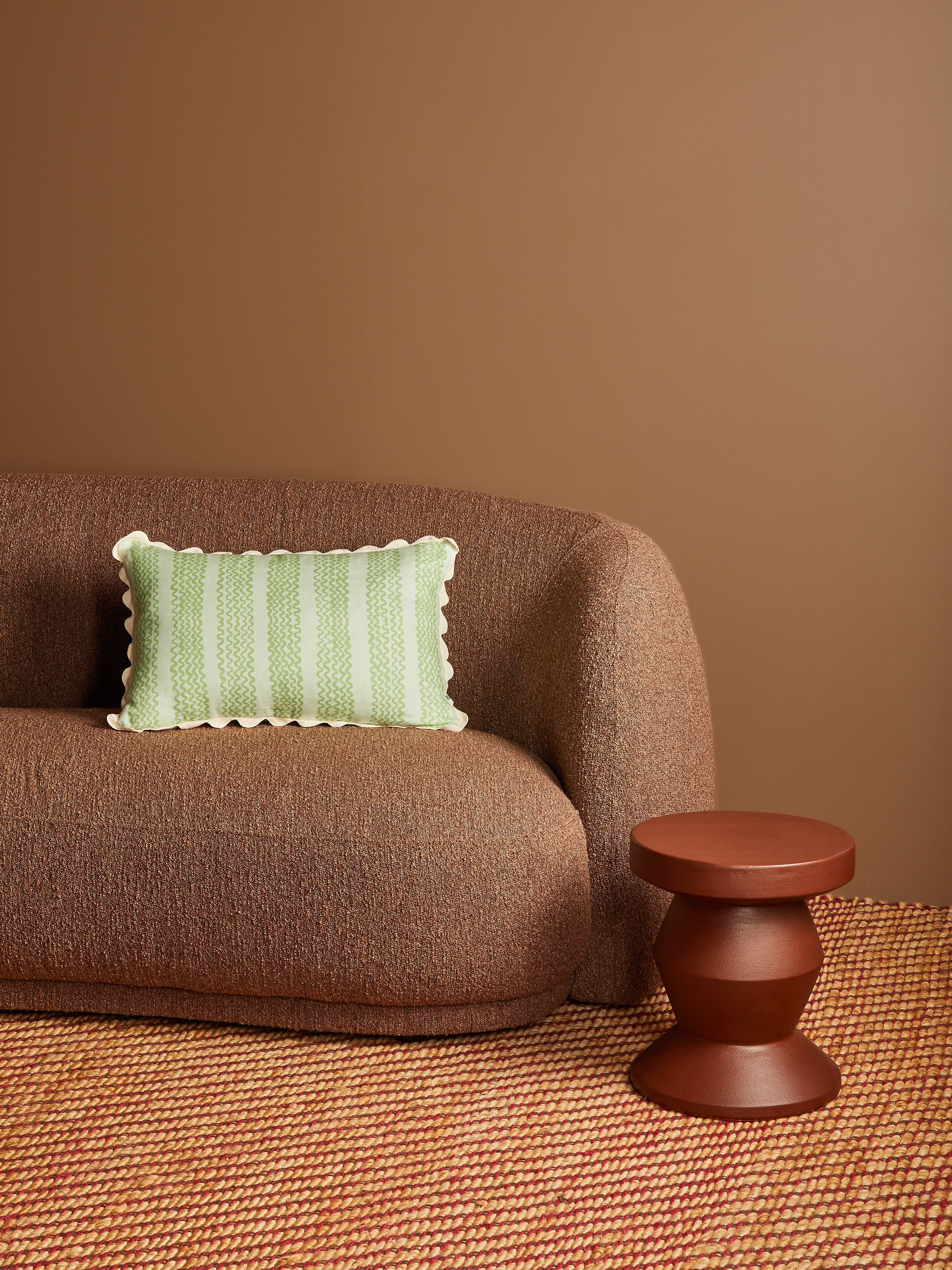 Mini Waves Mint Linen Cushion