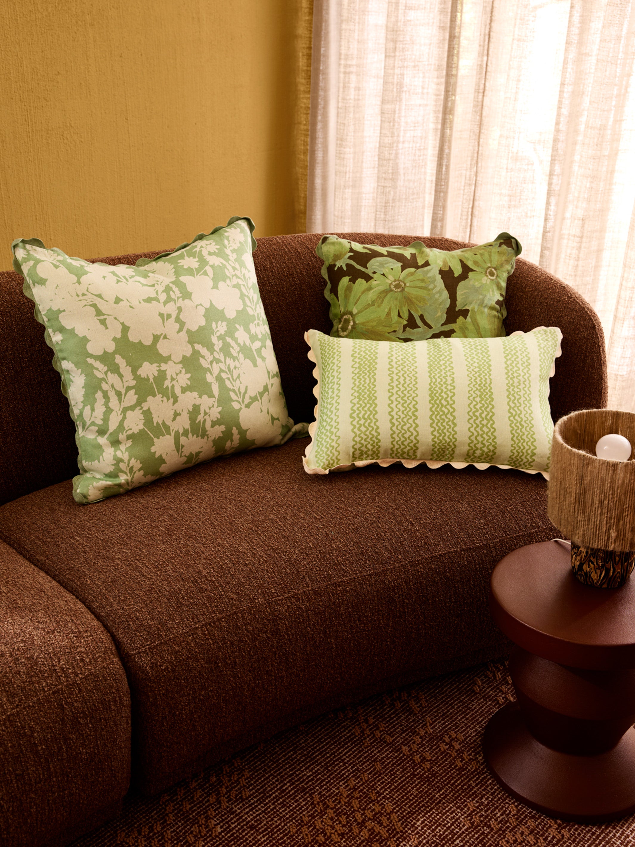 Mini Waves Mint Linen Cushion