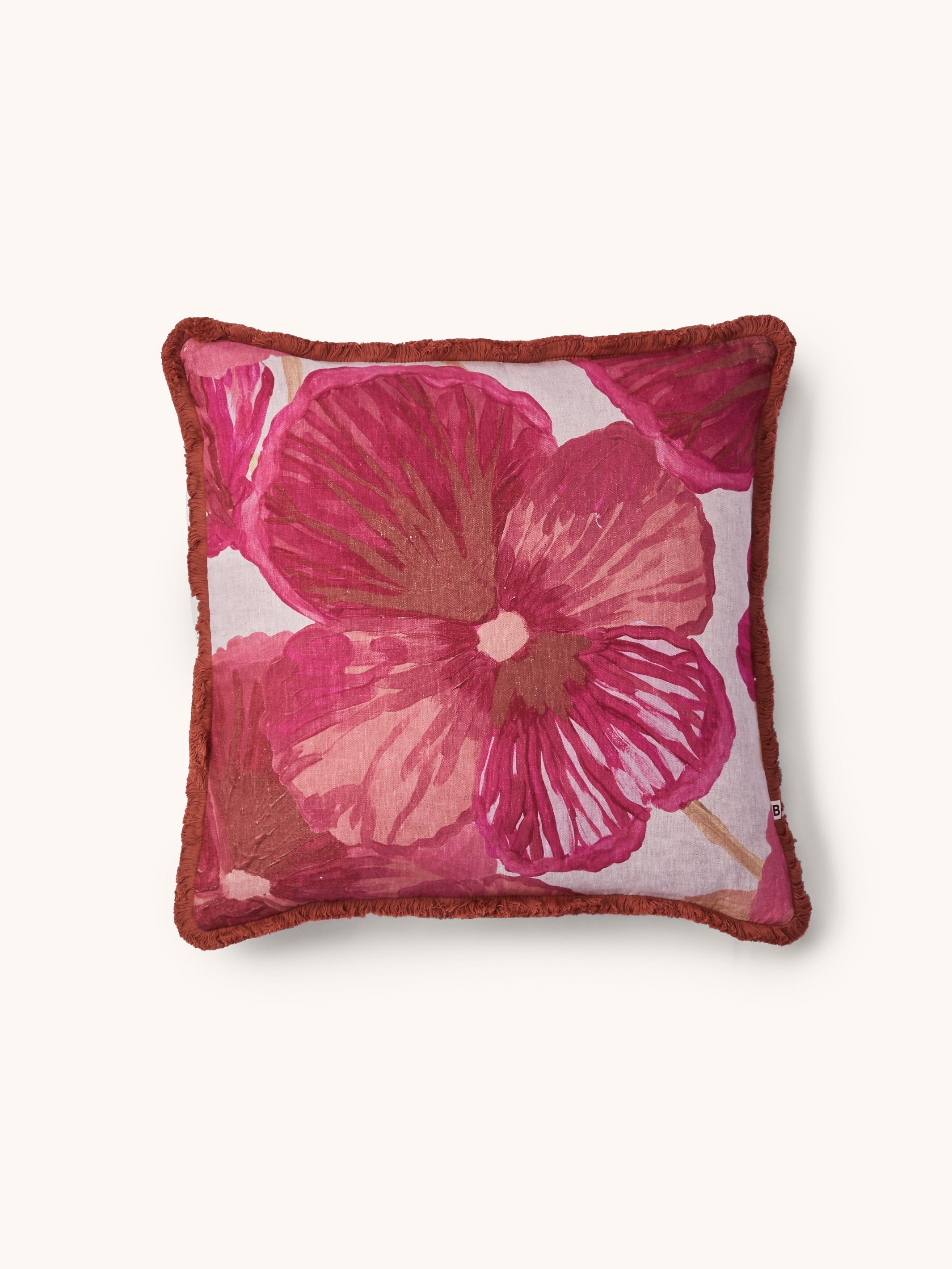 Wild Pansy Pink Linen Cushion