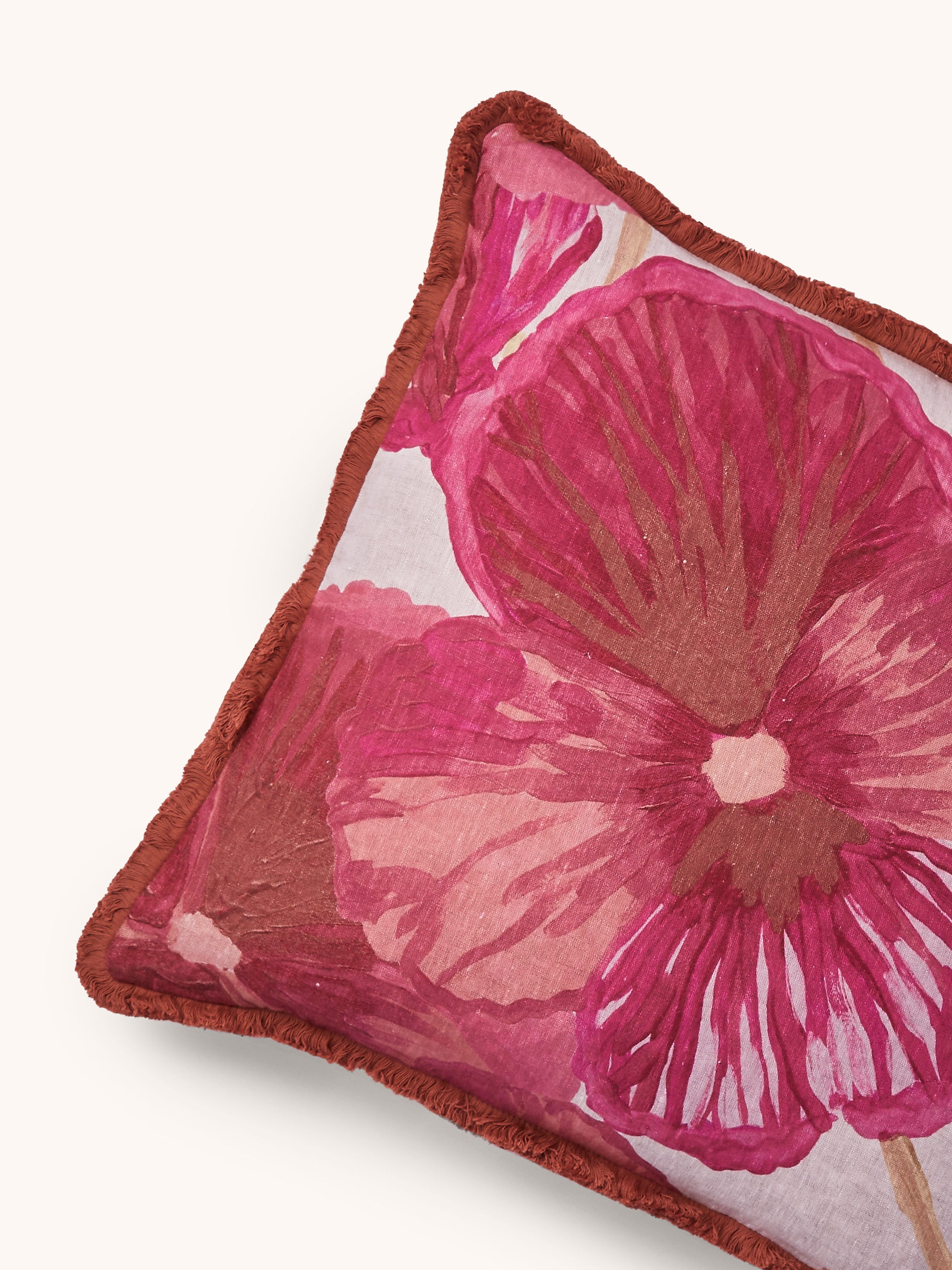Wild Pansy Pink Linen Cushion - Almost Perfect