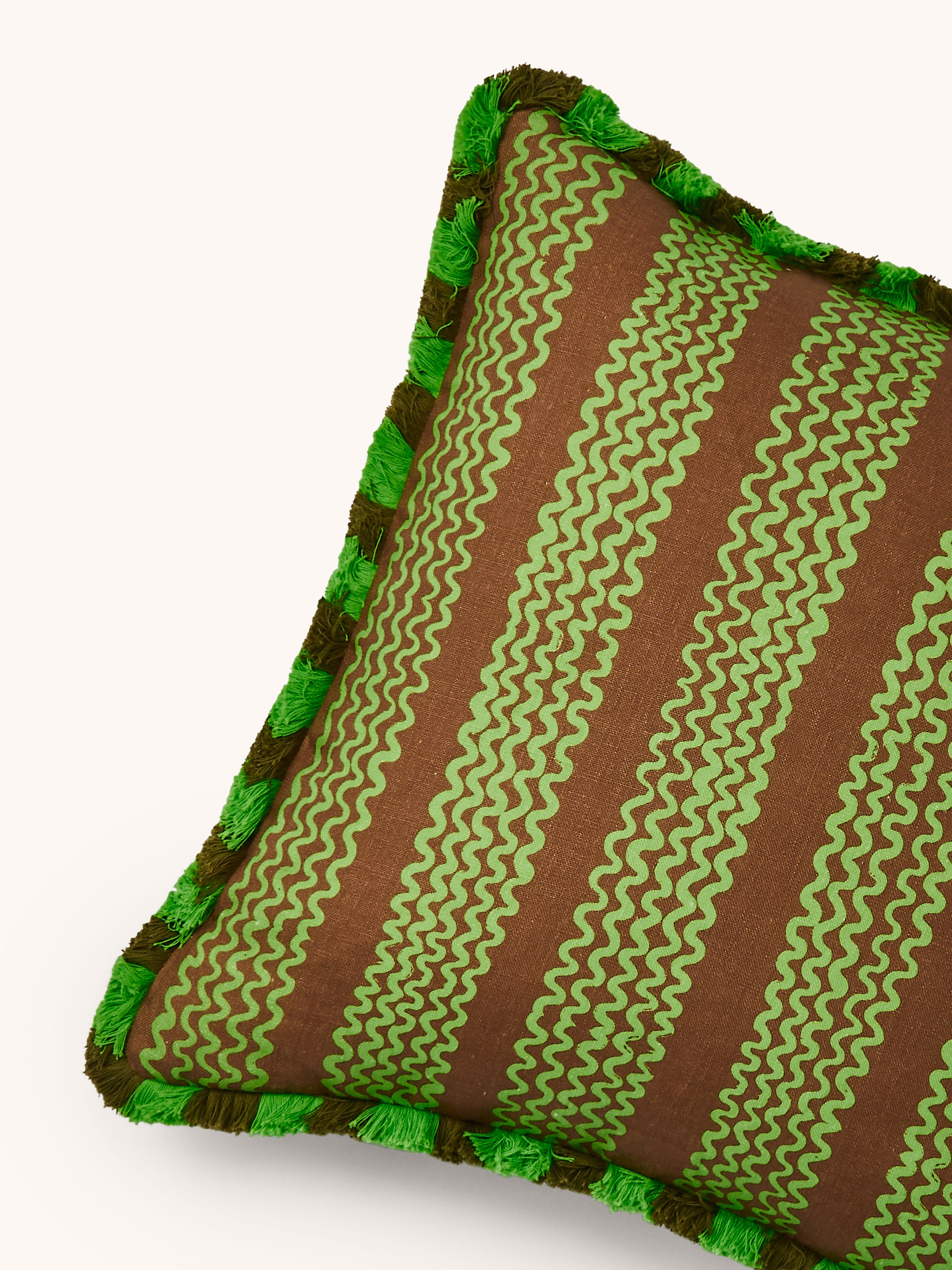 Mini Waves Bright Brown Linen Cushion - Almost Perfect