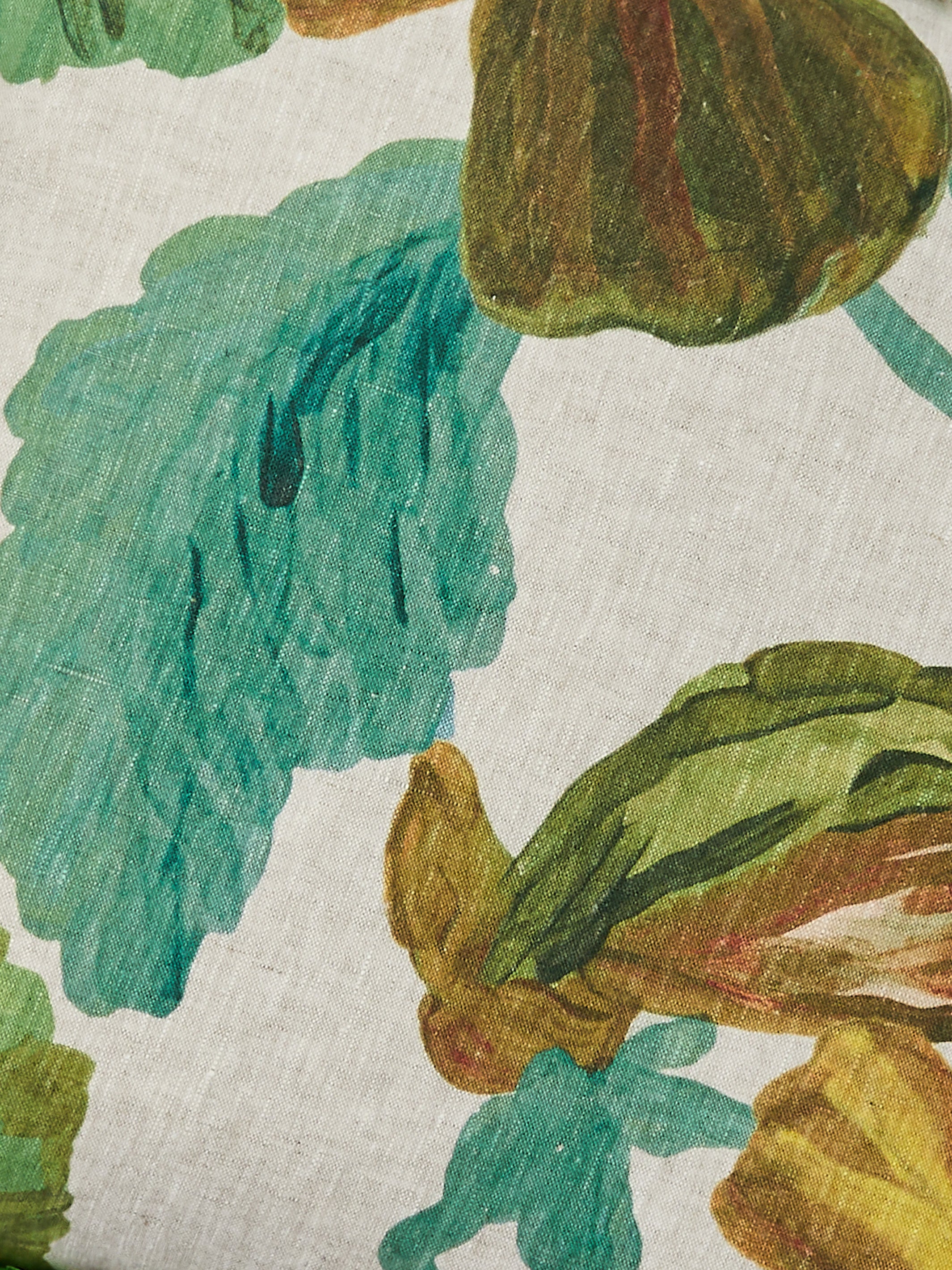 Wild Pansy Verde Linen Cushion