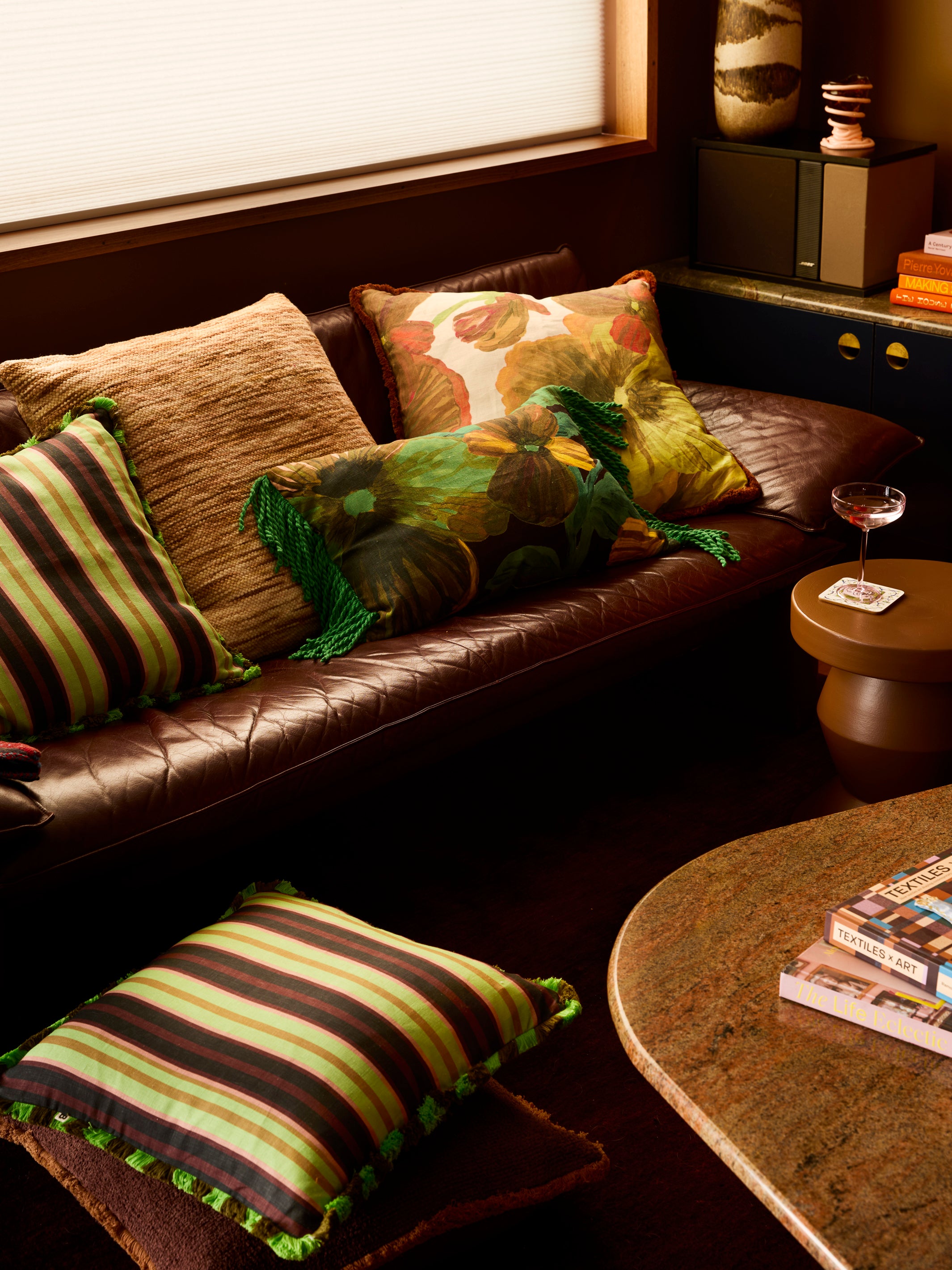 Suiting Stripe Emerald Linen Cushion