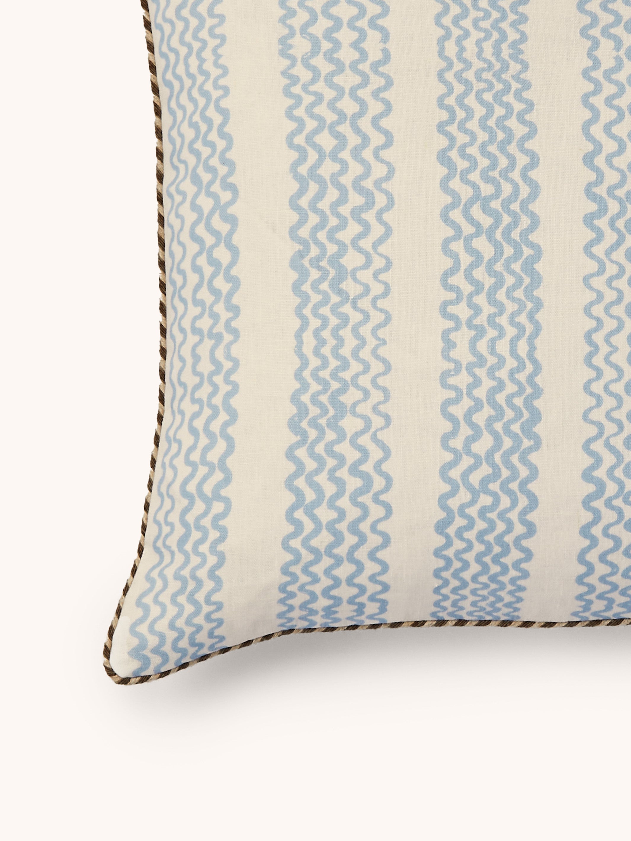 Mini Waves Soft Blue Linen Cushion - Almost Perfect