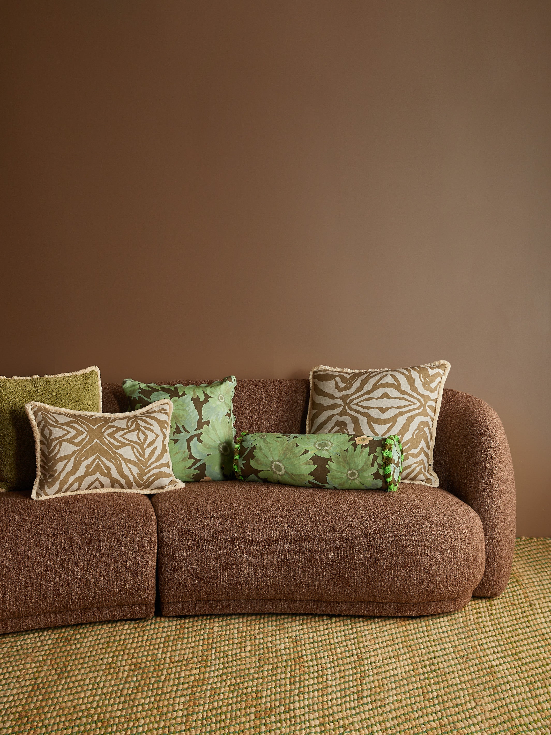 Marigold Khaki Linen Bolster Cushion