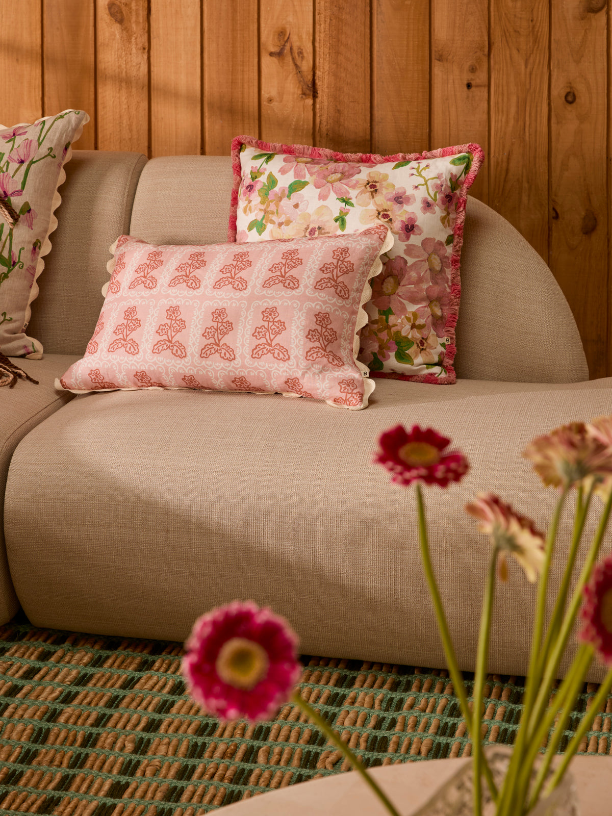Martine Pink Linen Cushion