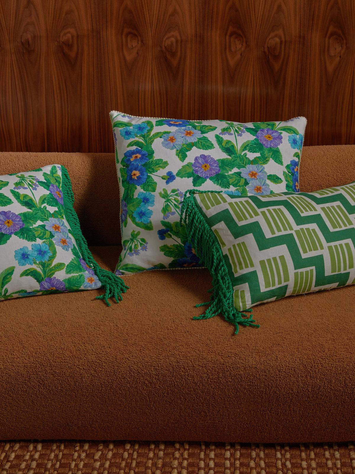 Summer Patch Blue Linen Cushion