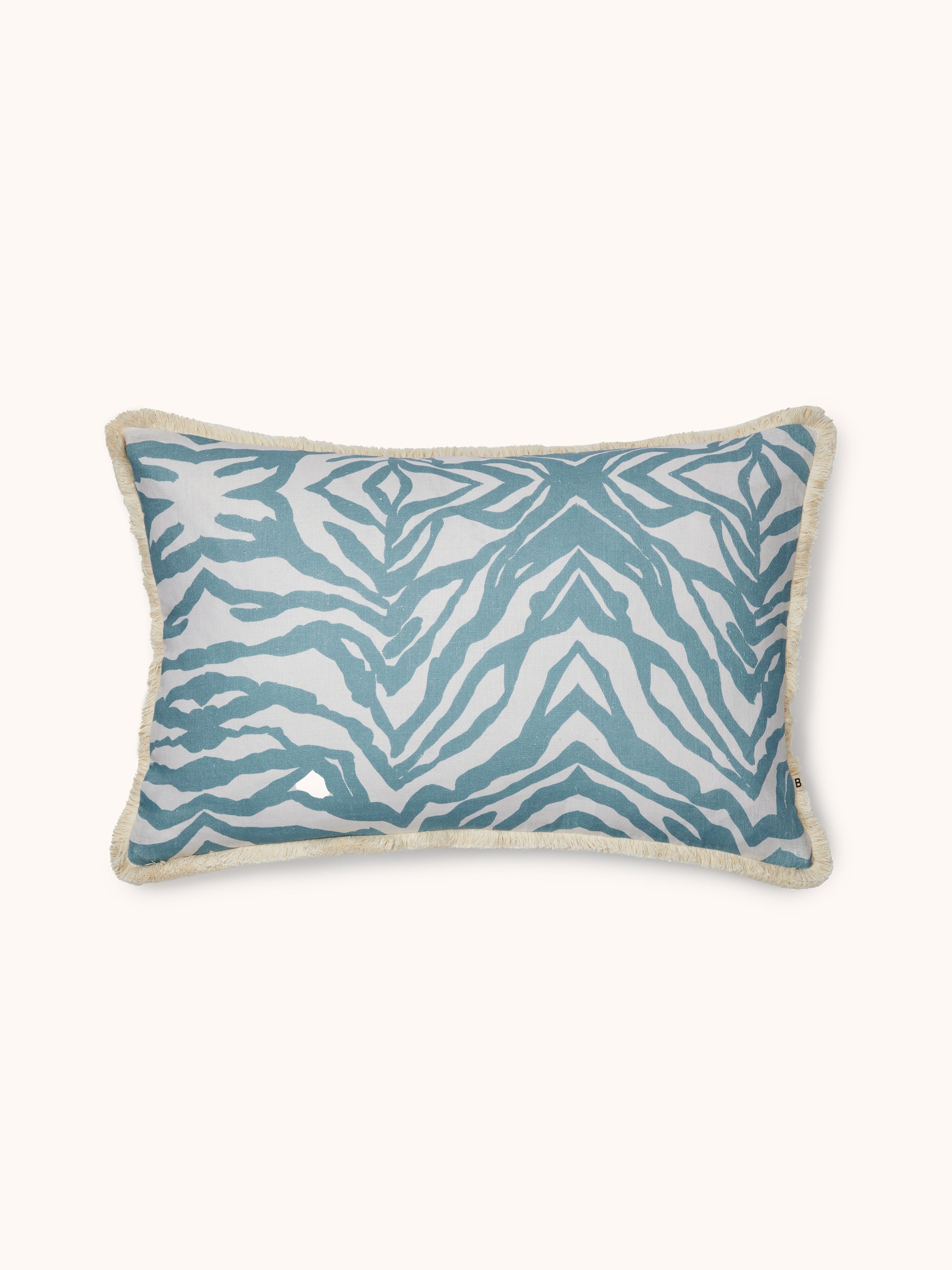 Zebra Blue Linen Cushion
