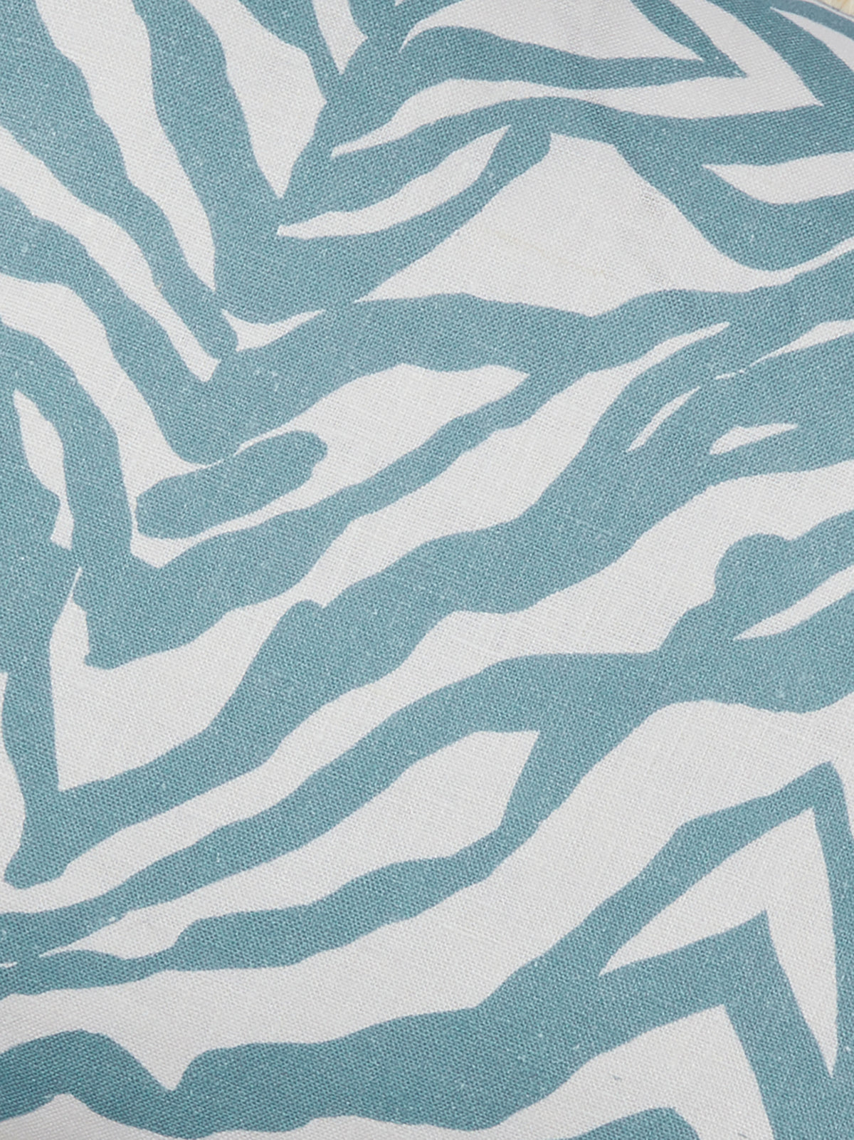 Zebra Blue Linen Cushion