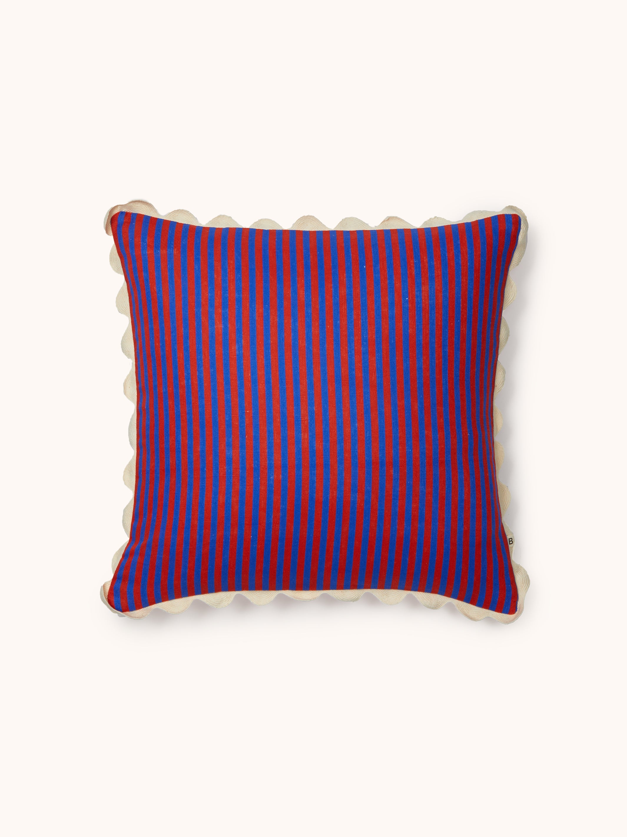 Pinstripe Red Blue Linen Cushion