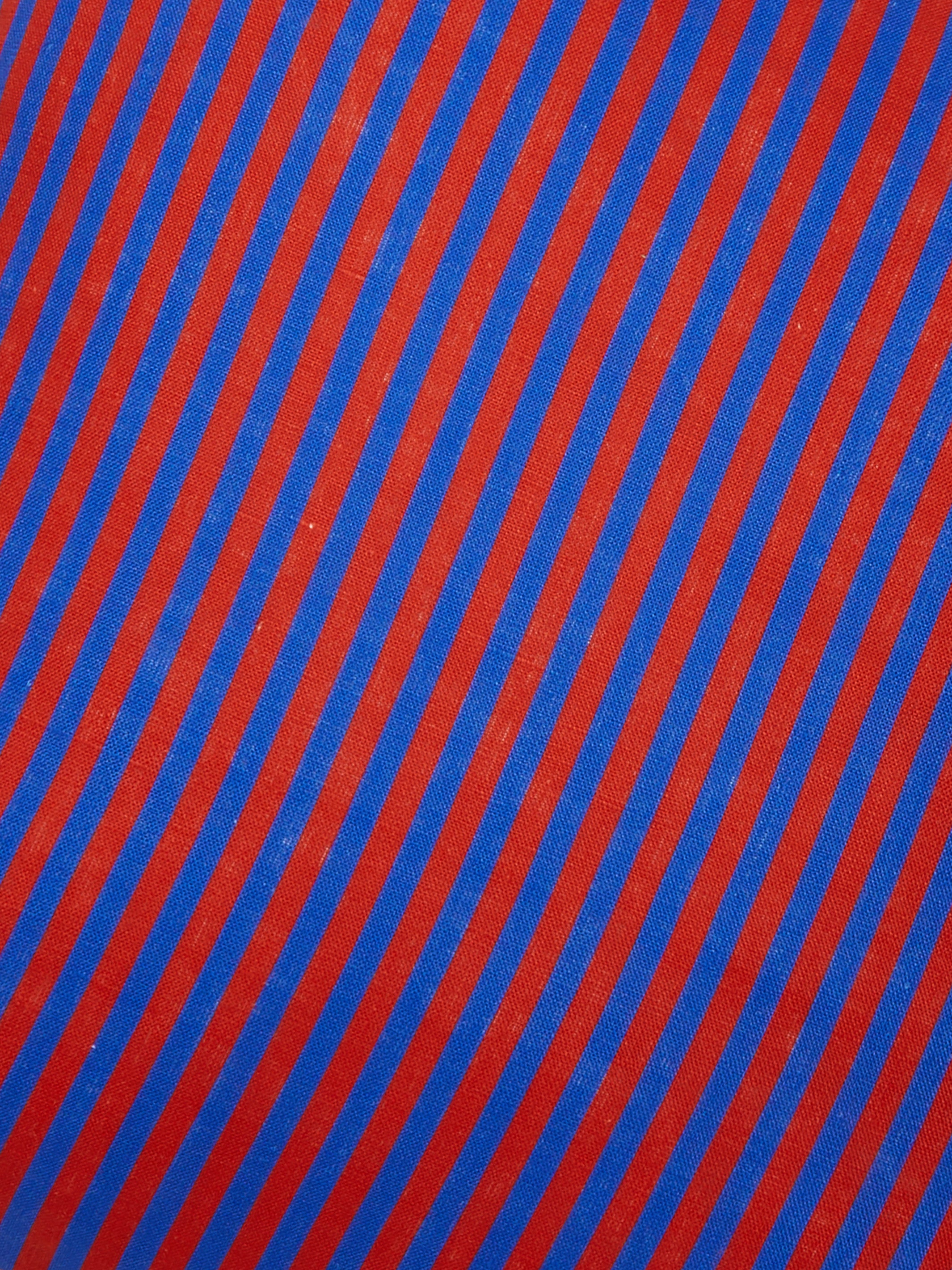 Pinstripe Red Blue Linen Cushion